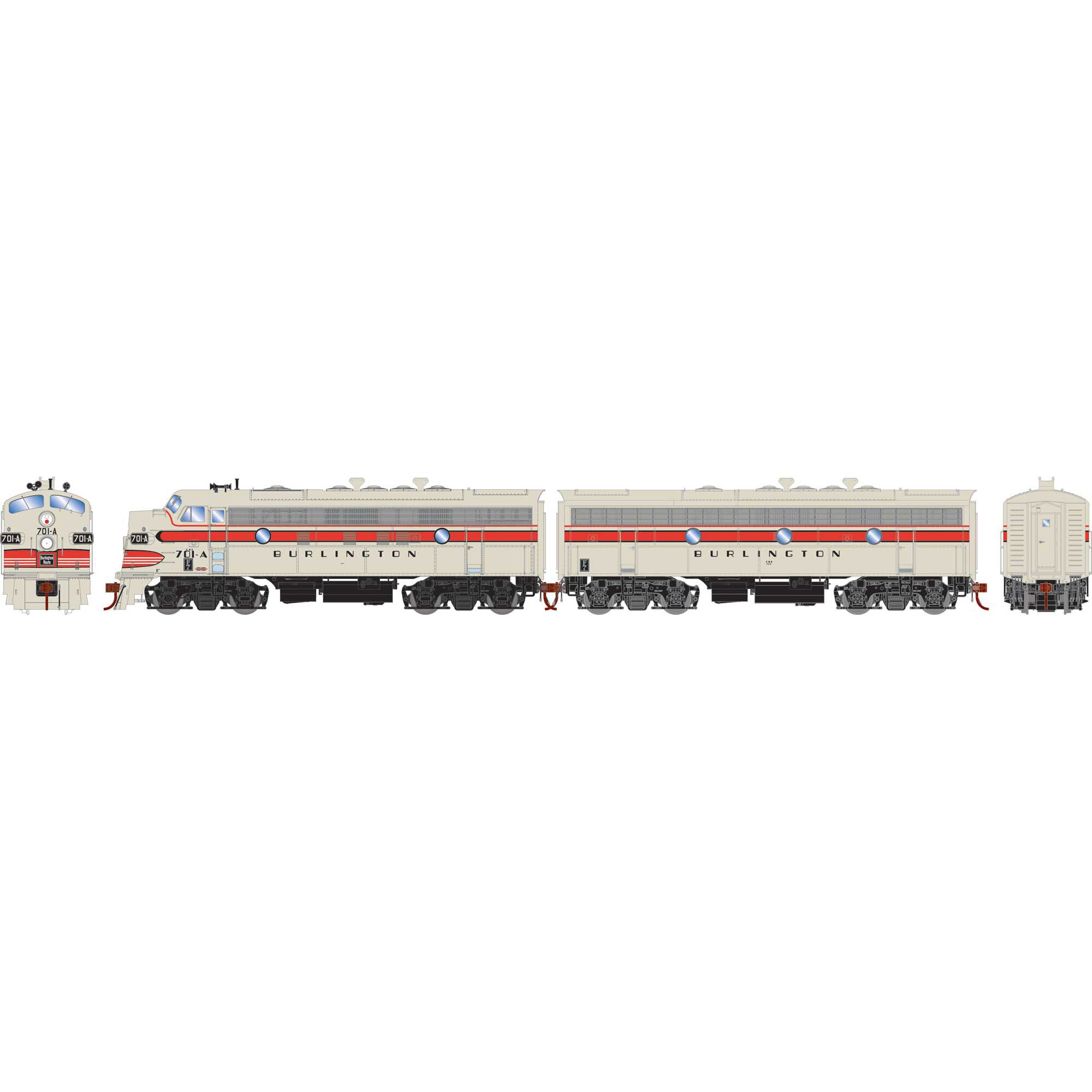 Athearn 鉄道模型 CHICAGO burlington f7a-f7b HO F7A/F7B Locomotives with DCC & Sound, C&S F7A- #701-A F7B