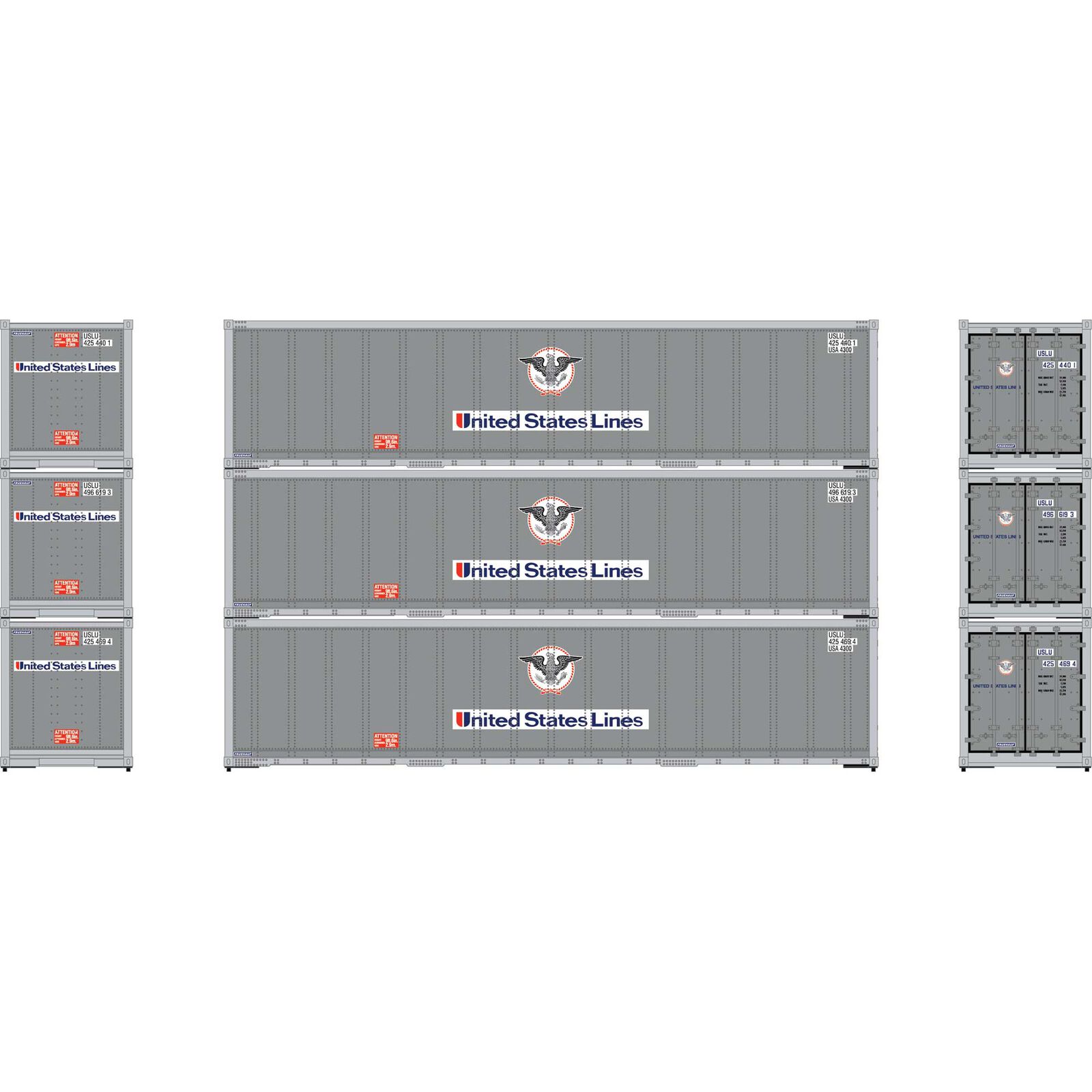 HO 40' Smooth Side Containers, USLU #1 (3)