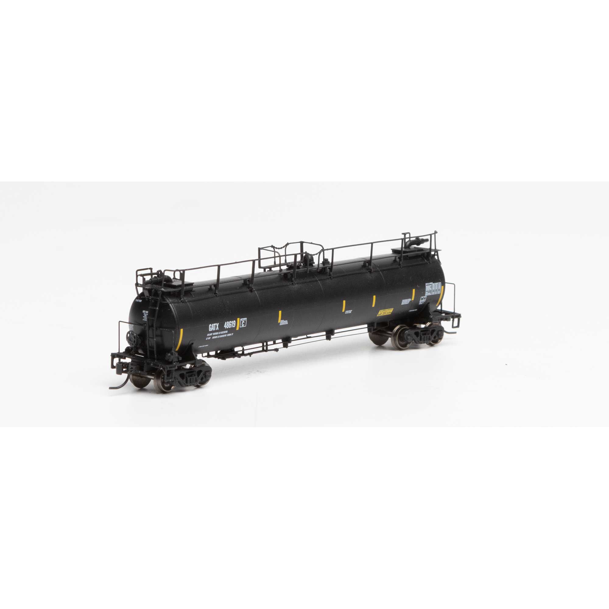N TankTrain Intermediate,GATX/Yellow Stripe #48619 Model Train