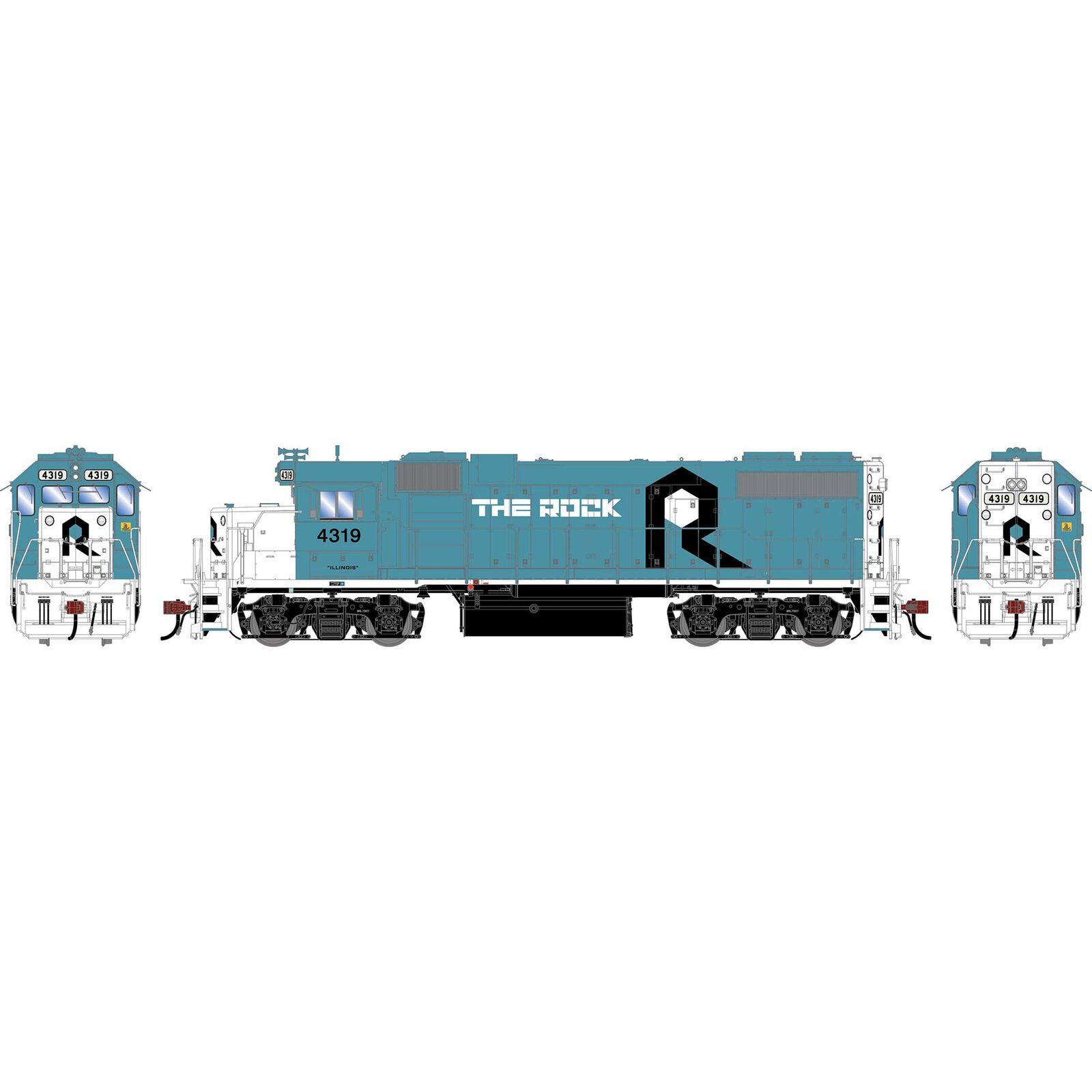 HO GEN GP38-2 Locomotive w/DCC & Sound, RI 'Illinois' #4319
