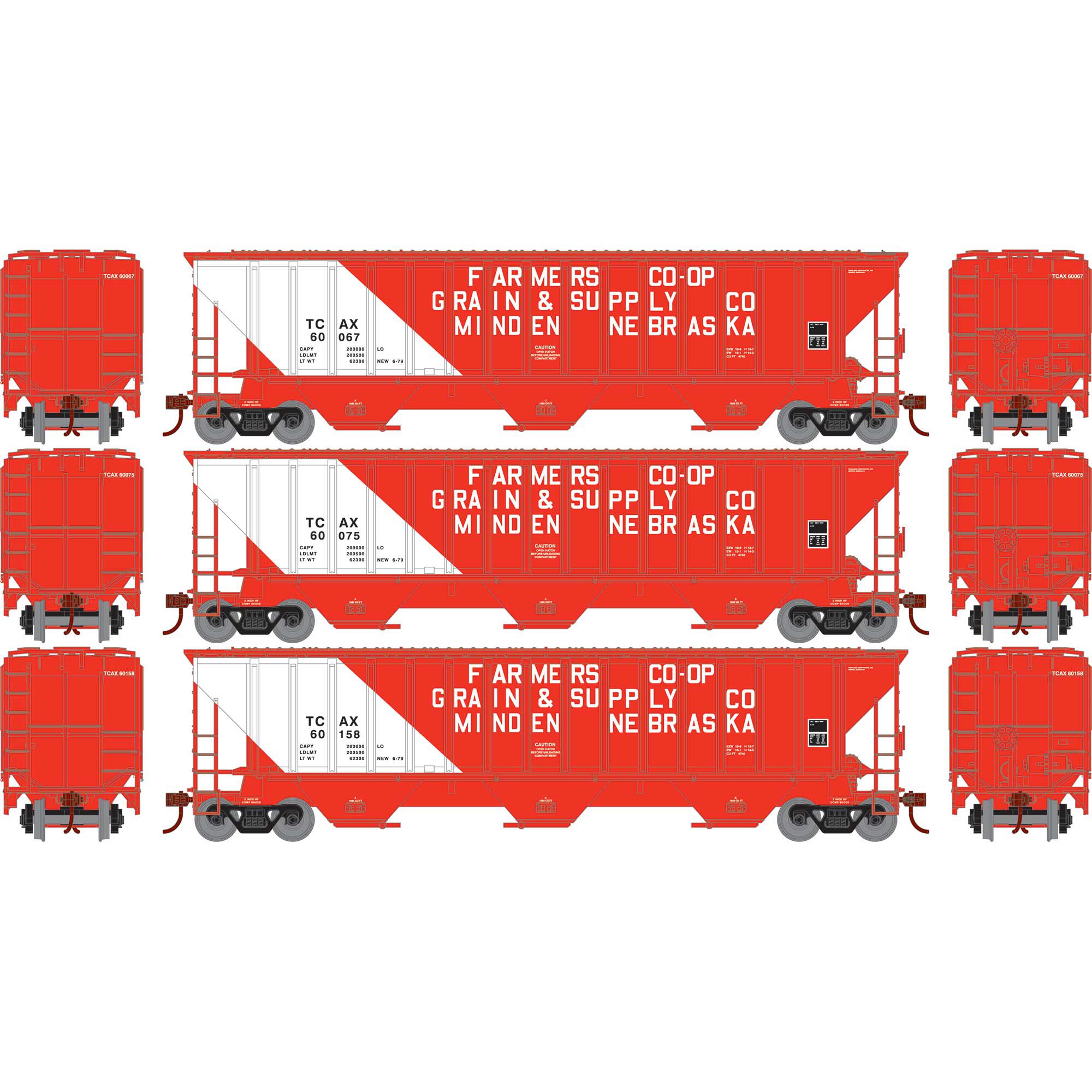 HO PS4740 Covered Hopper, TCAX #60067/60075/60158 Model Train