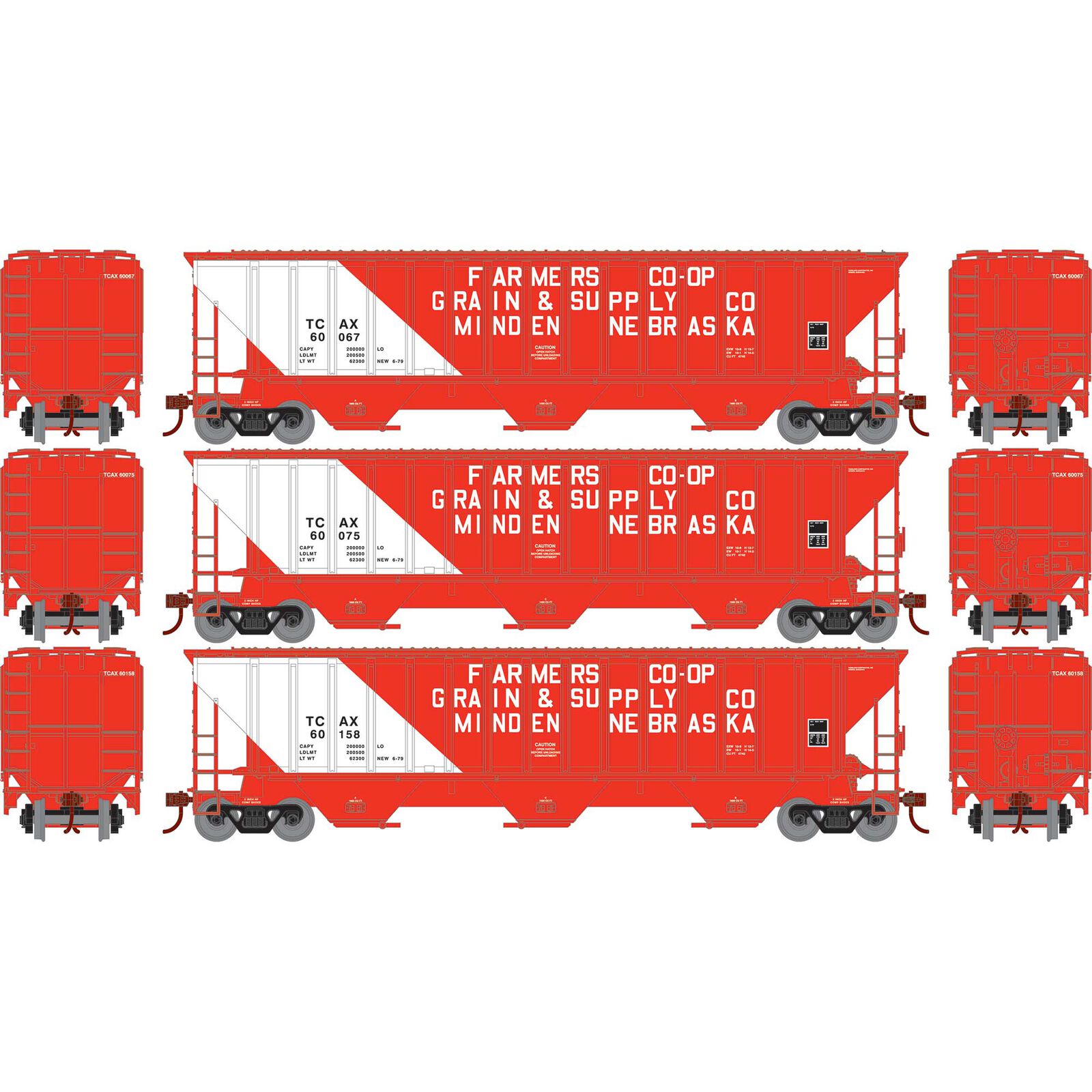 HO PS4740 Covered Hopper, TCAX #60067/60075/60158