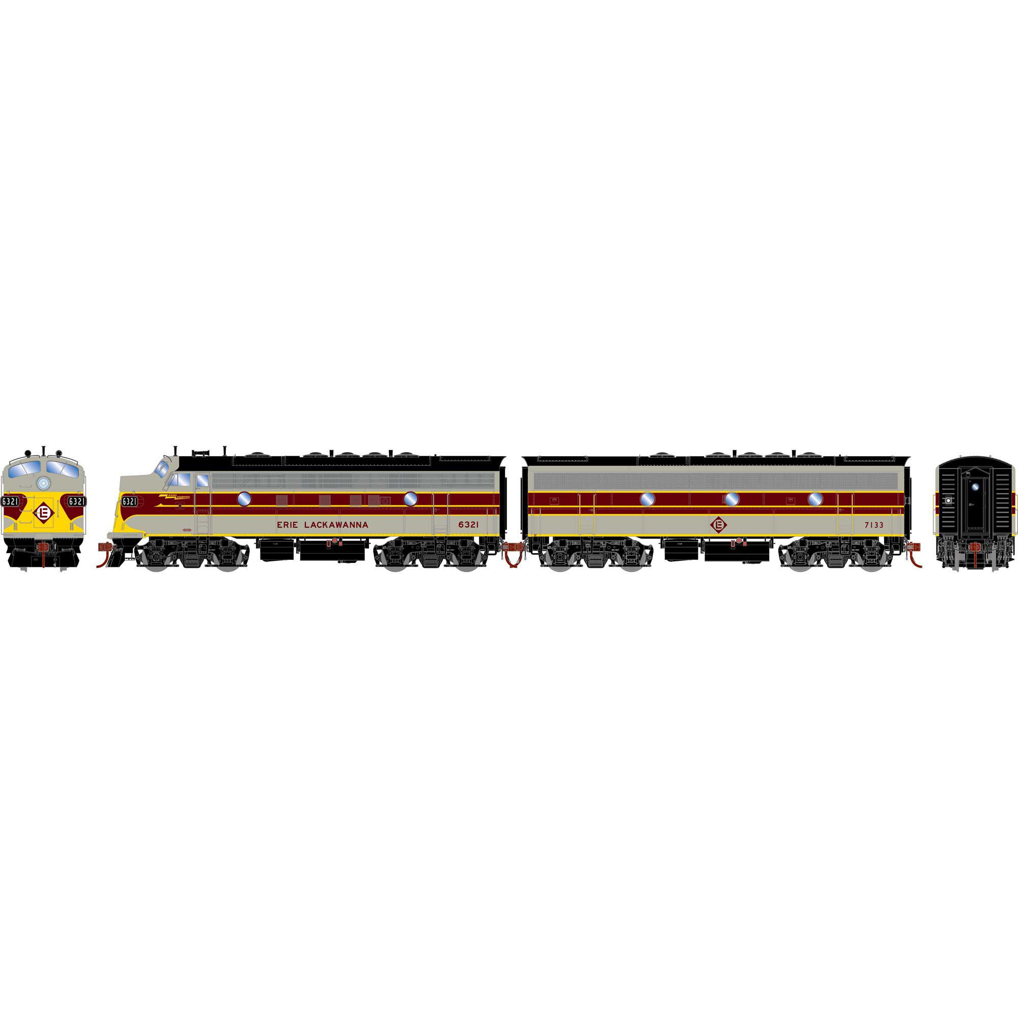 Athearn HO F7 A/B, EL/Freight #6321/#7133 Model Train | Athearn