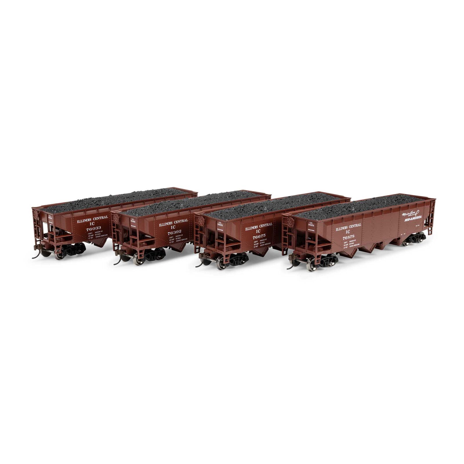 HO ATH 40' 4-Bay Offset Hopper with Load, IC #76033/76392/76675/76878 (4)