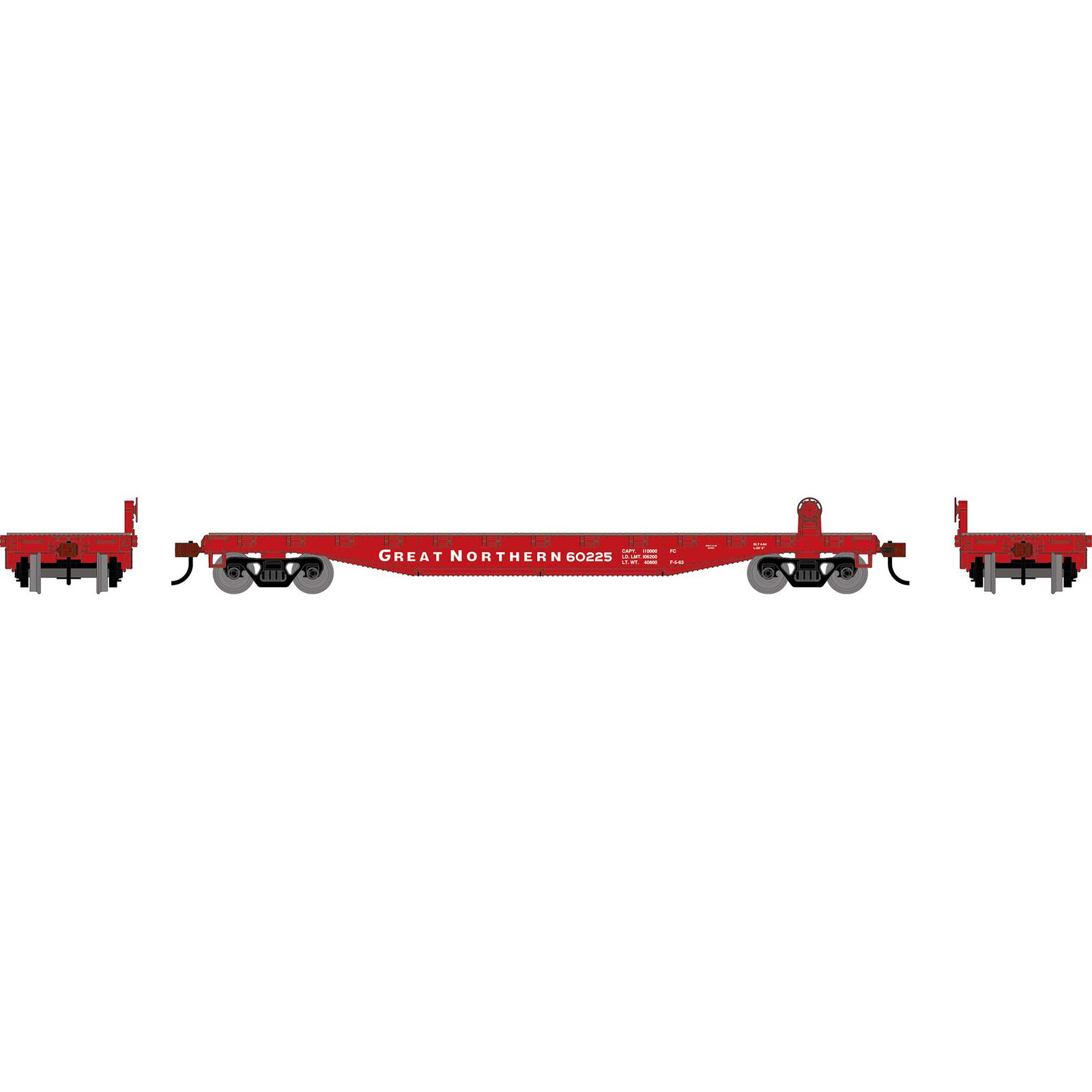 HO RND 50' Flat Car, GN #60225