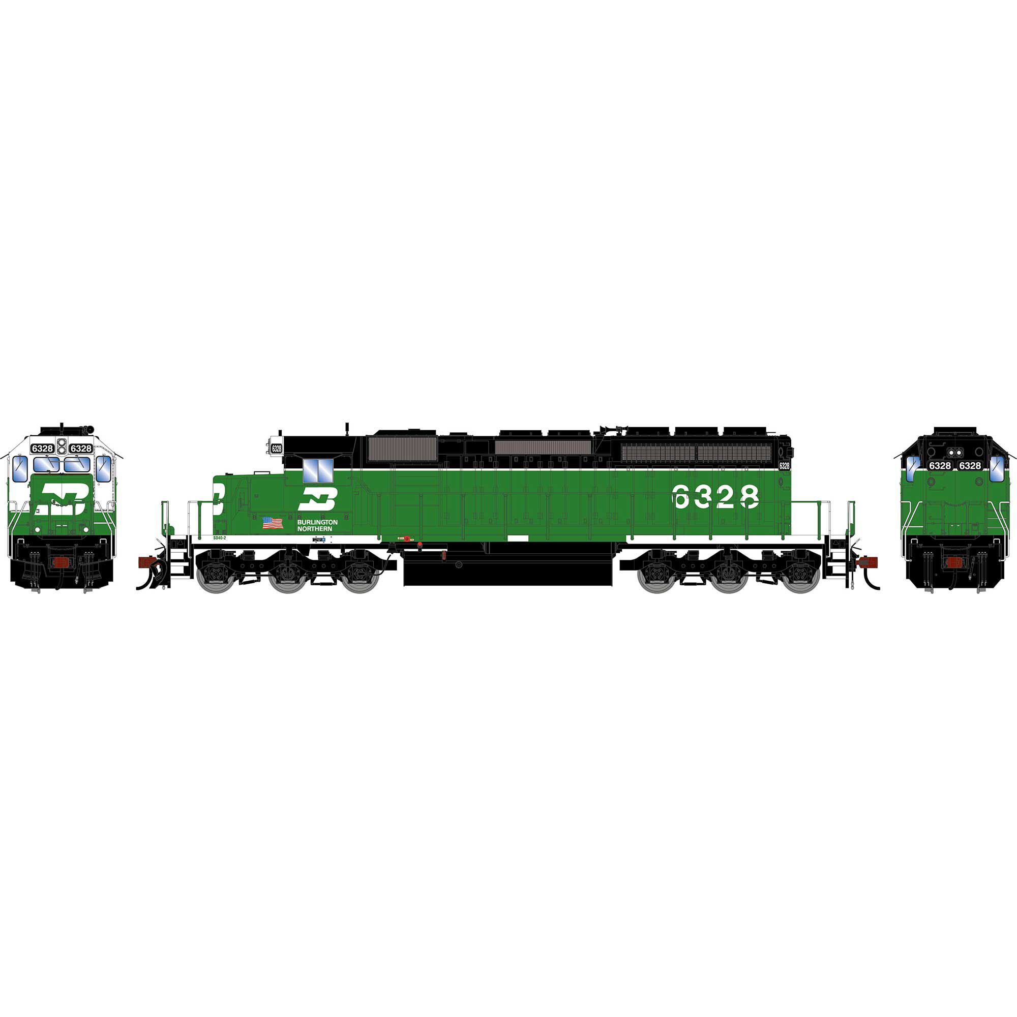 Athearn HO ATH SD40-2 Locomotive, BN 'White Face' #6328 Model