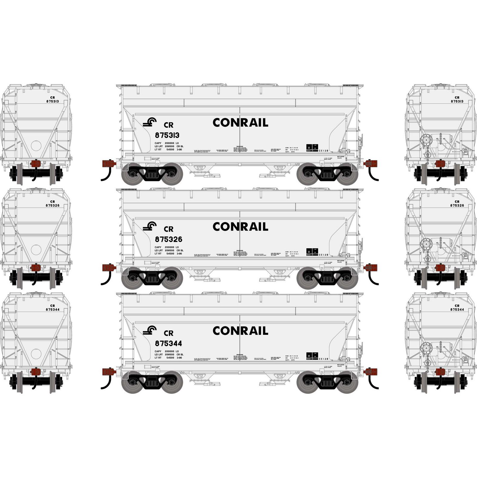 HO ATH ACF 2970 Covered Hopper, CR #876313/876326/876344 (3)