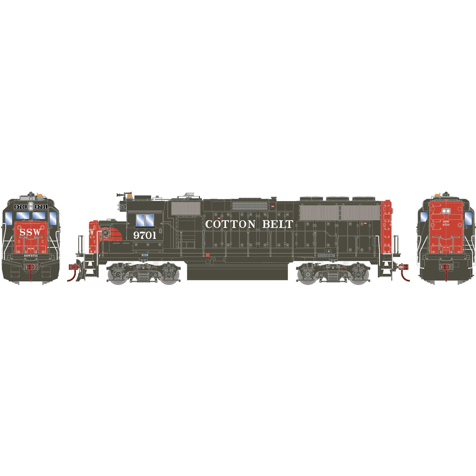 HO EMD GP60 Locomotive with Econami DCC & Sound, SSW #9701