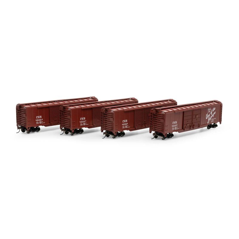 HO PS-1 Double Sliding Door Box Car, CBQ 'Brown', #49505 / 49522 / 49607 / 49624 (4)