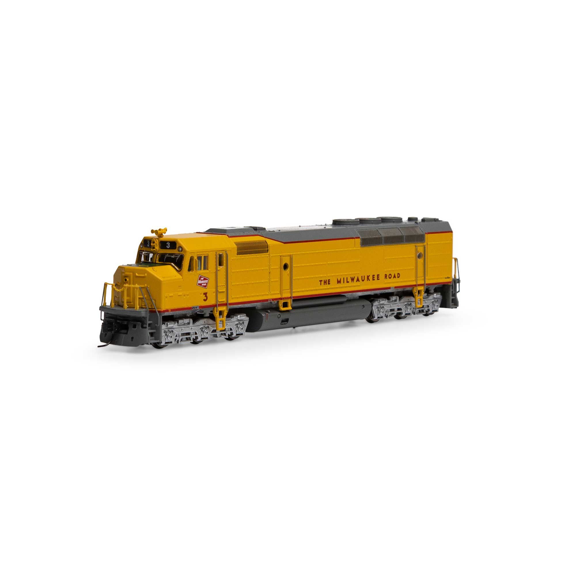 Athearn N FP45 with DCC & Sound, MILW/Yellow & Gray #3 Model Train