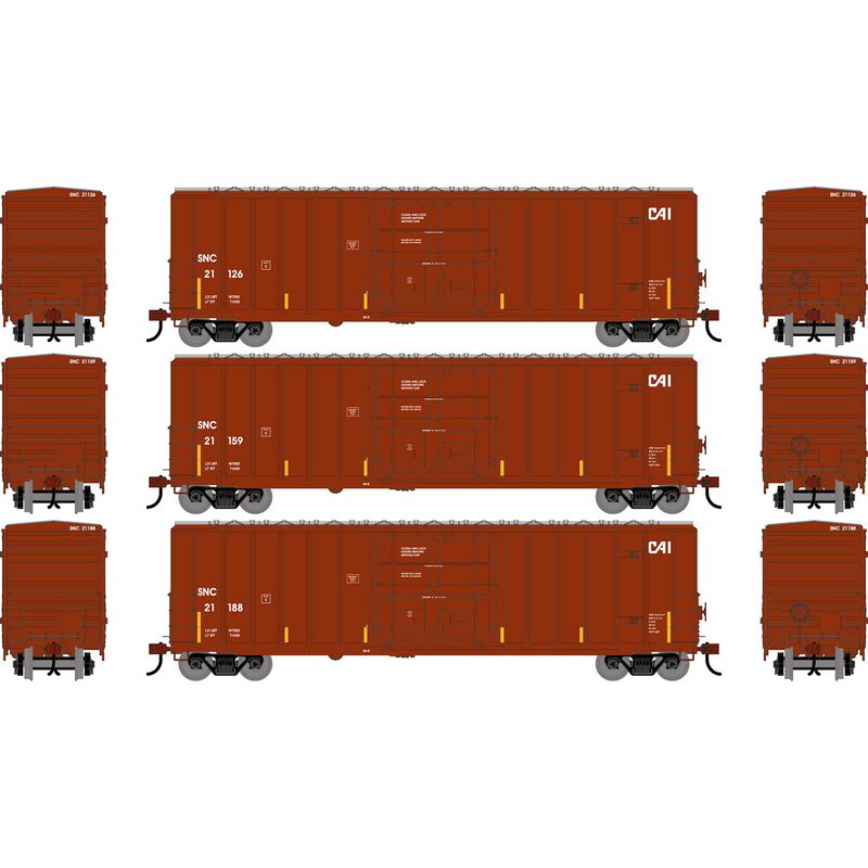 HO ATH 50' FMC 5327 12' Plug Door Box Car, SNC #21126/21159/21188 (3)