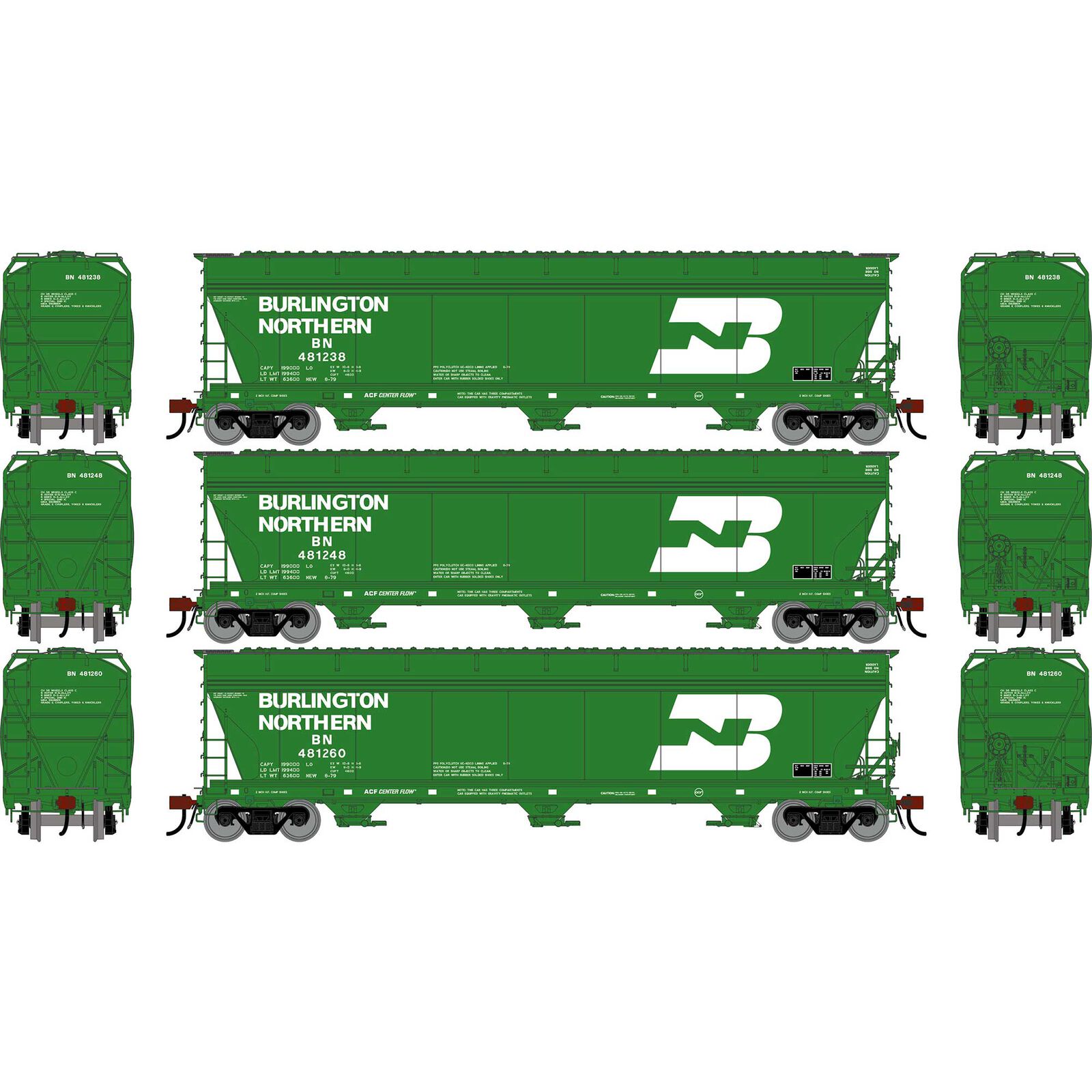 HO GEN ACF 4600 Covered Hopper, BN #481238/481248/481260 (3)