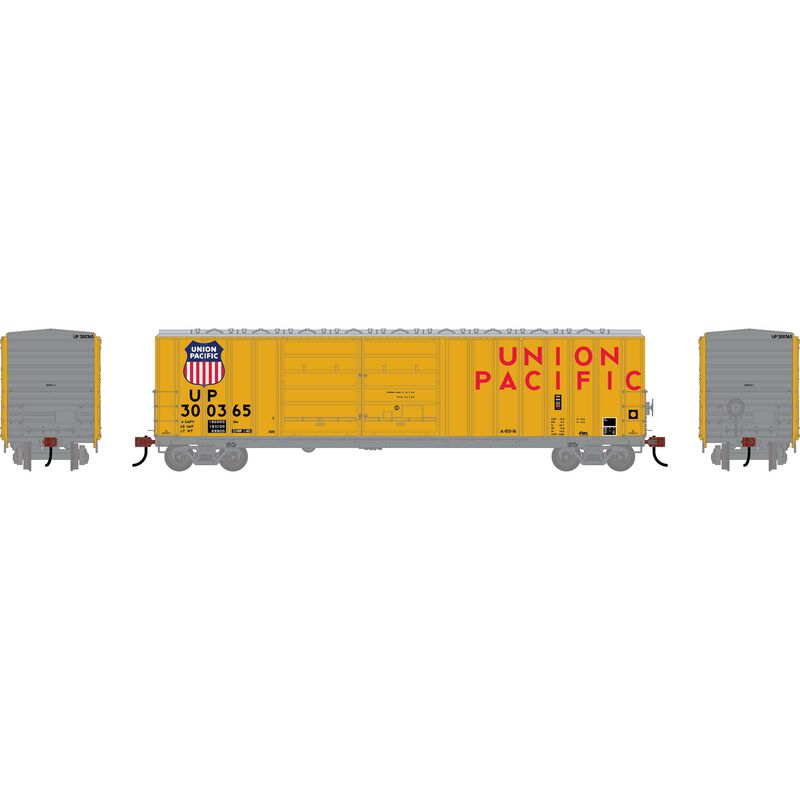 Athearn HO ATH 50' FMC 5077 DD Offset Box Car, UP 'Yellow' #300365