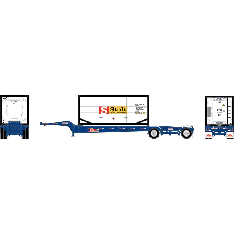HO Drop-Frame Spread-Axle Chassis with Container, Chassis- PENZ #281899; Container- UTCU #493860 6