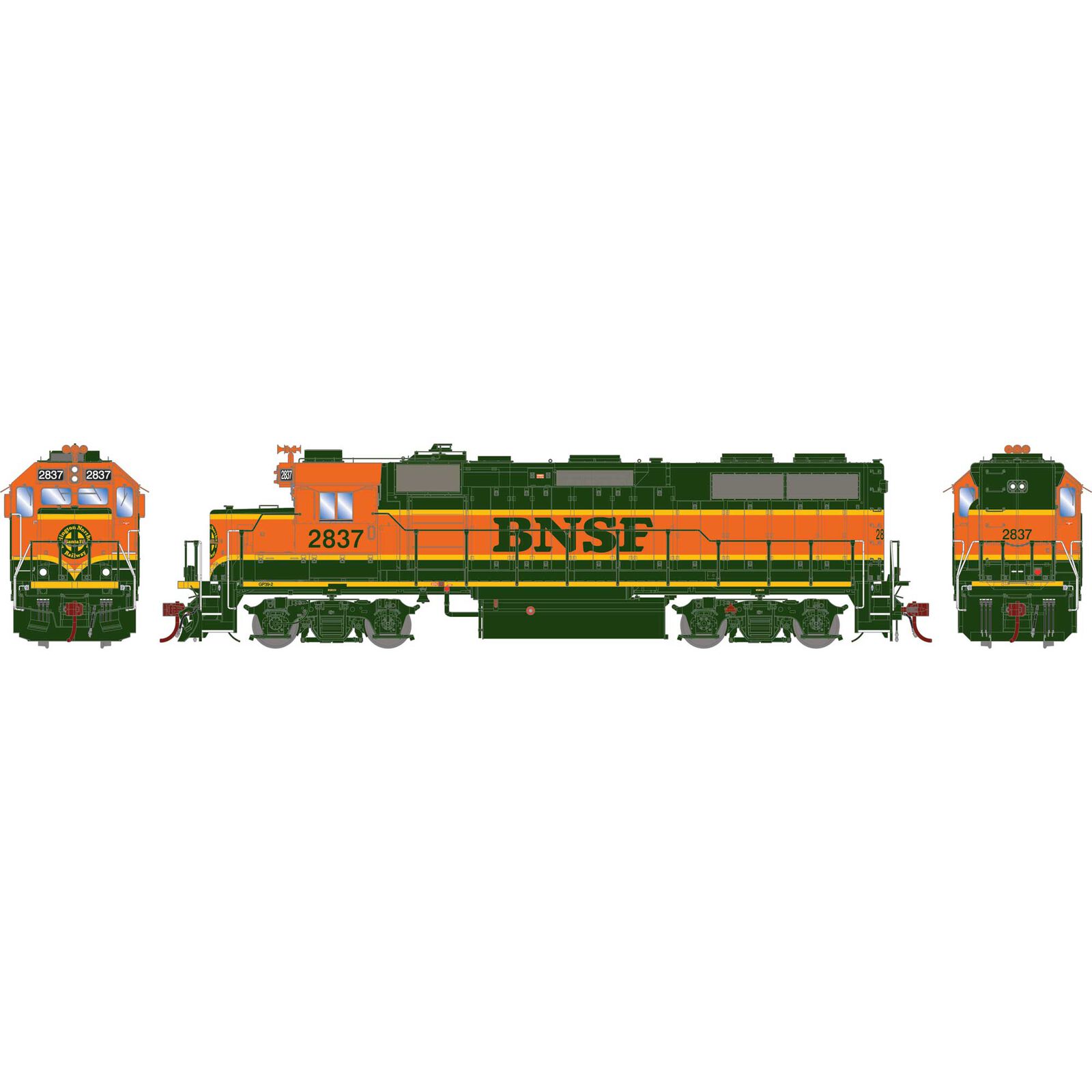 HO GP39-2u Locomotive, BNSF #2837