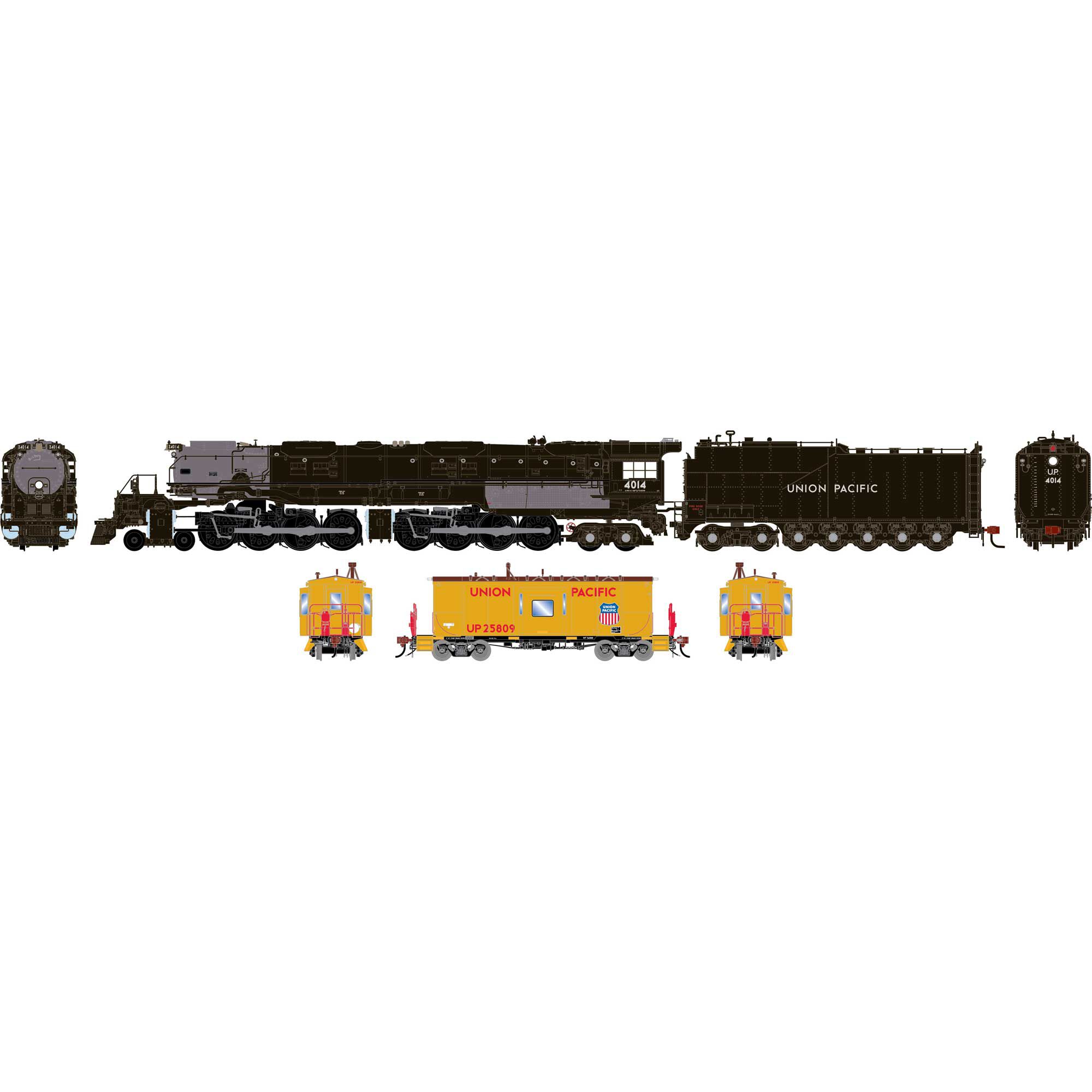 HO GEN 4-8-8-4 'Big Boy' Locomotive & CA-11 Caboose w/Lights