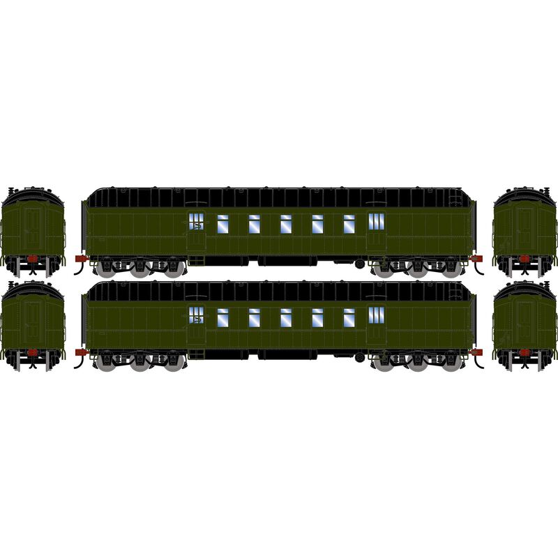 HO ATH 60' Pullman Common Standard Postal Car, Green Unlettered (2)