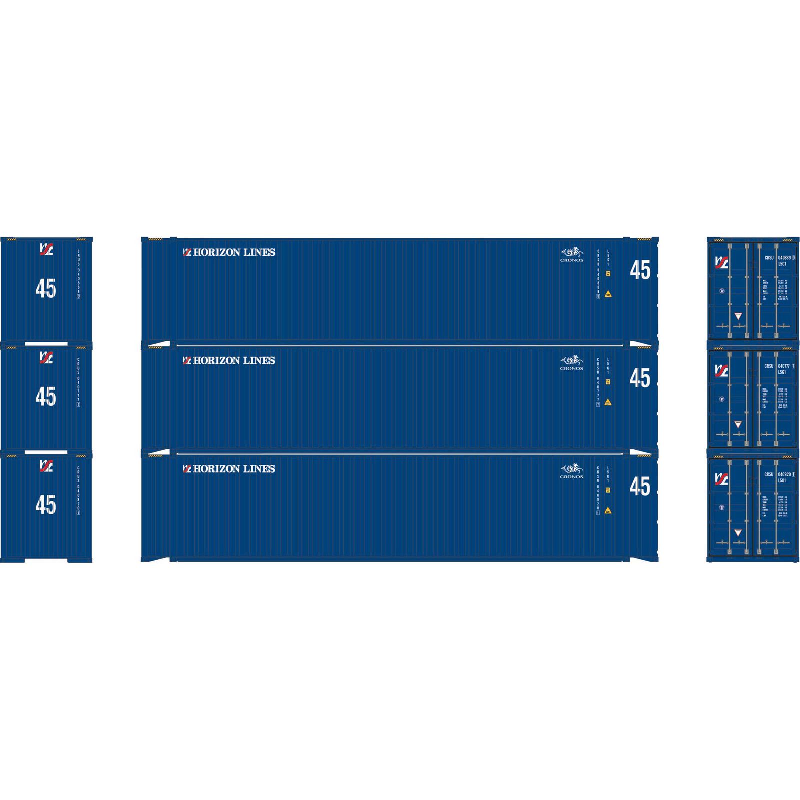 Athearn HO 45' Containers, CRSU #040920 1/040777 7/040889 0 (3)