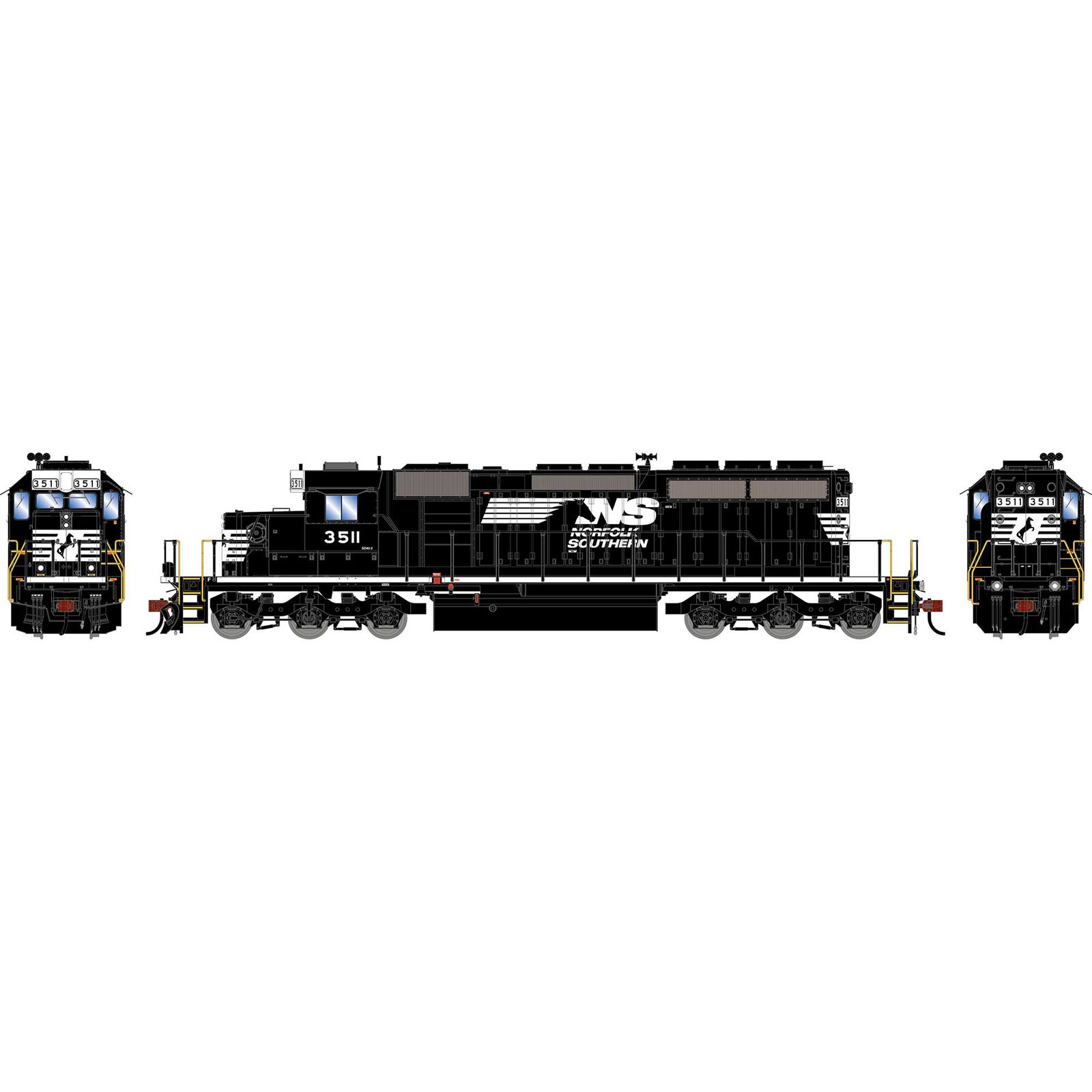 HO ATH SD40-2 Locomotive w/DCC & Sound, NS 'Ex-BN 2010s' #3511