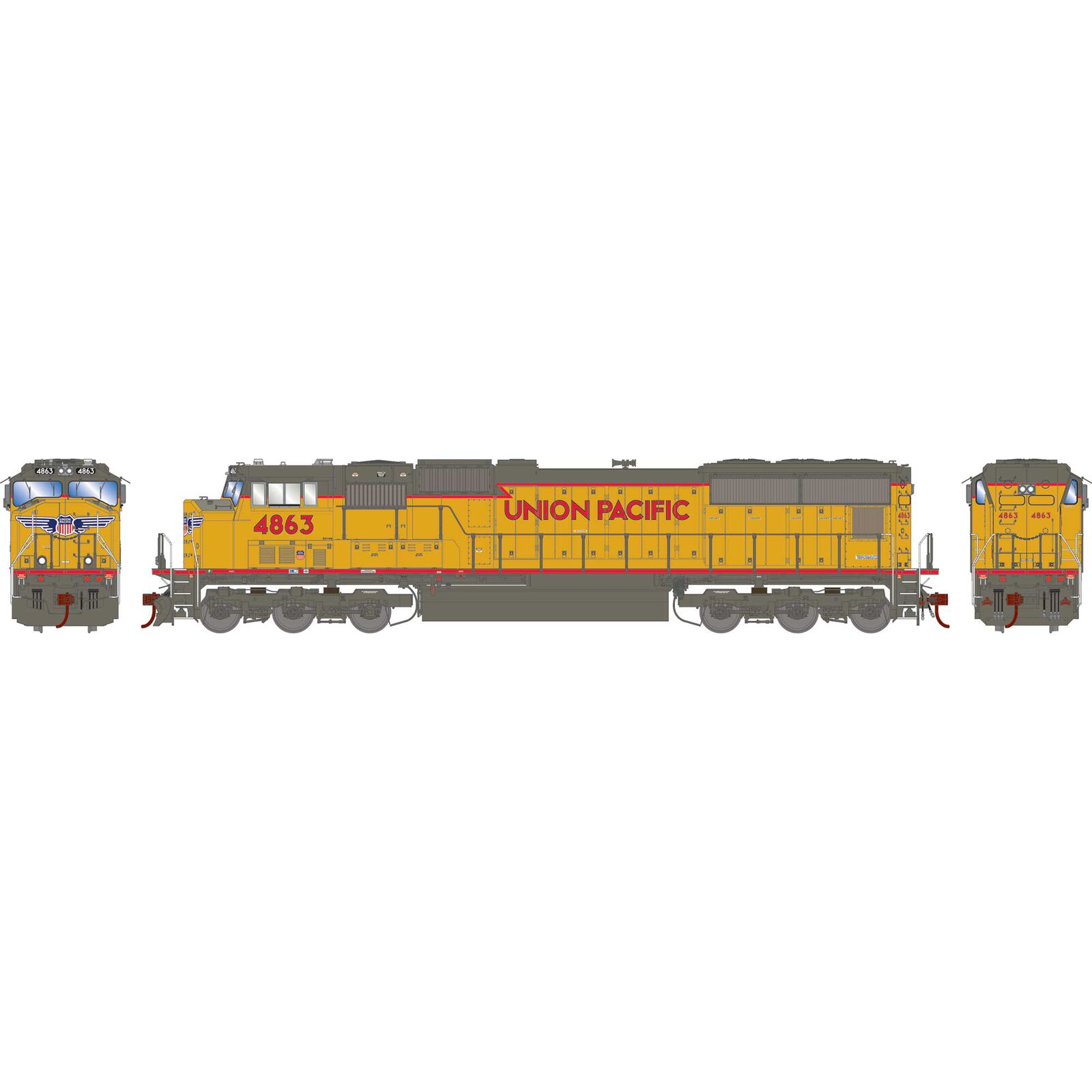 HO SD70M Locomotive with DCC & Sound, UP / Flared #4863