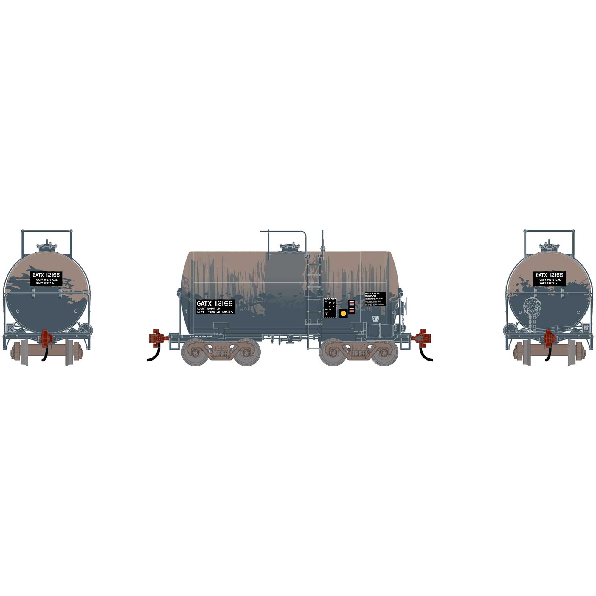 HO ATH 30' NACC 8K Tank Car, Primed For Grime GATX #12166 Model