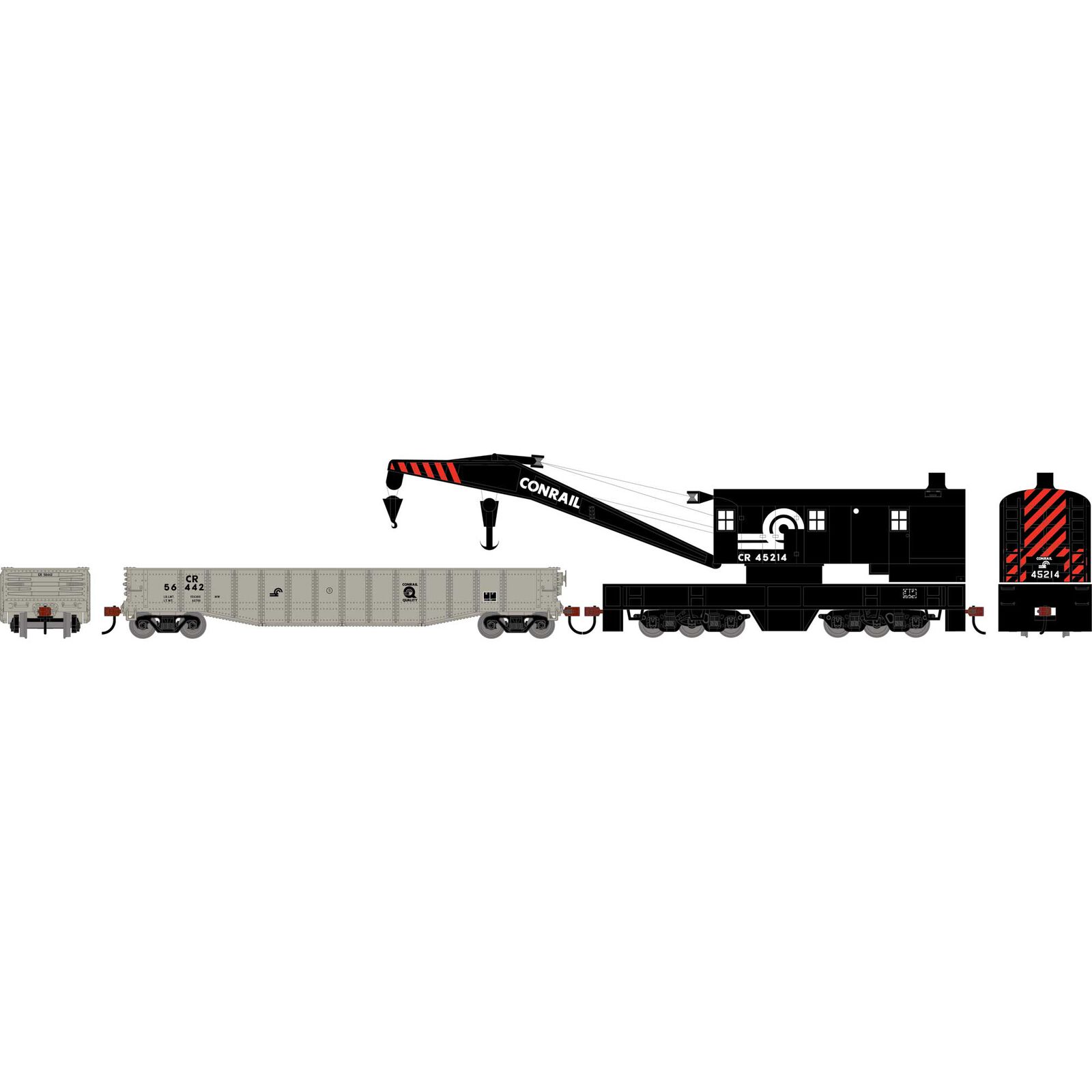 Athearn HO ATH 200-Ton Crane and 50' Gondola Set, CR #45214 (Crane); #56442 (Gondola)