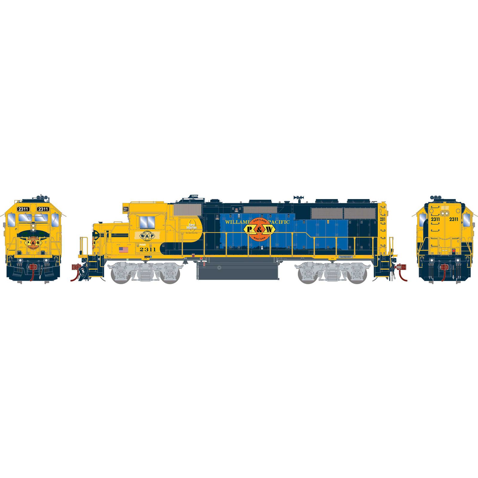 HO GP39-2 Locomotive with DCC & Sound, PNWR #2311