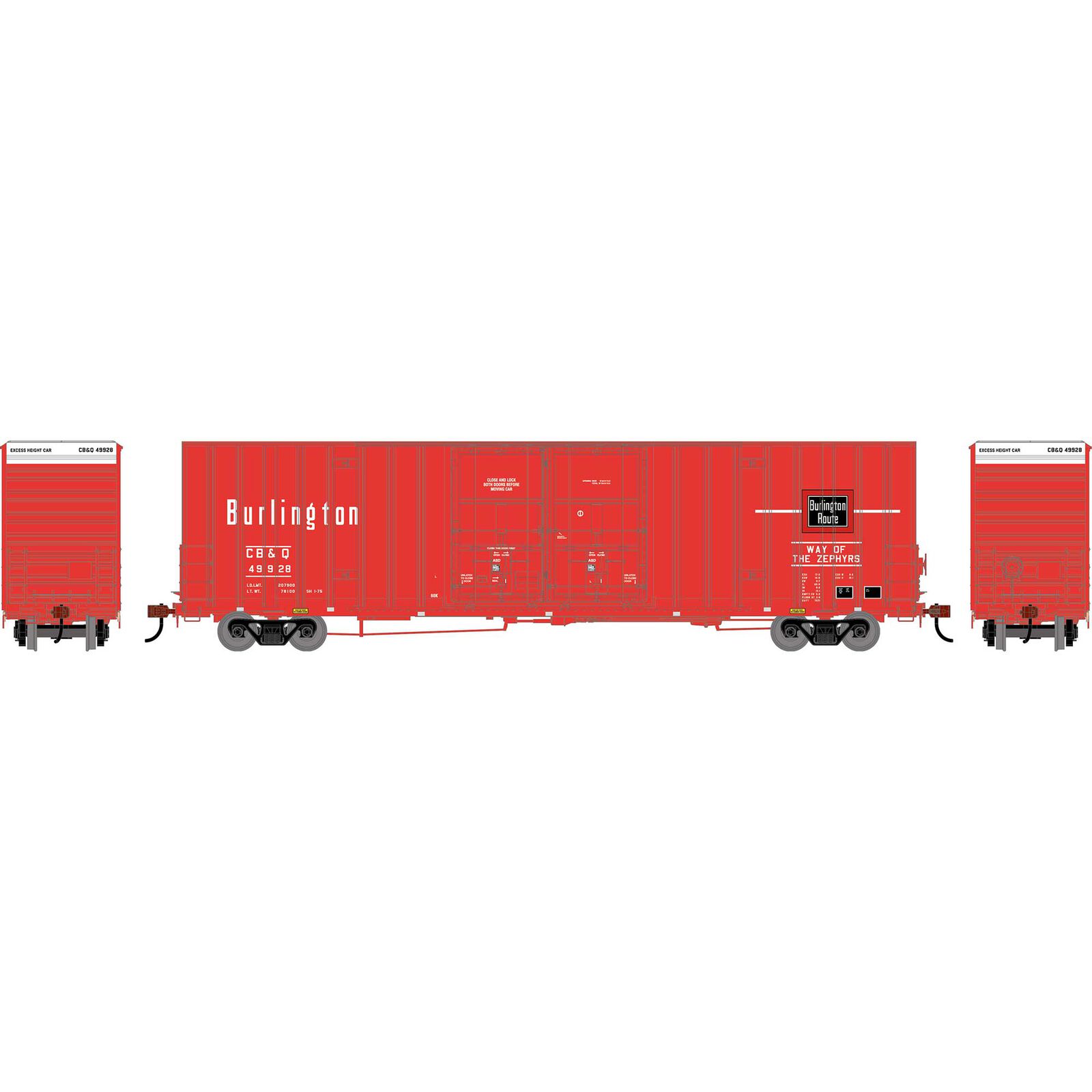 HO ATH 60' Gunderson High-Cube Double Door Box Car, Legendary Liveries CBQ #49928