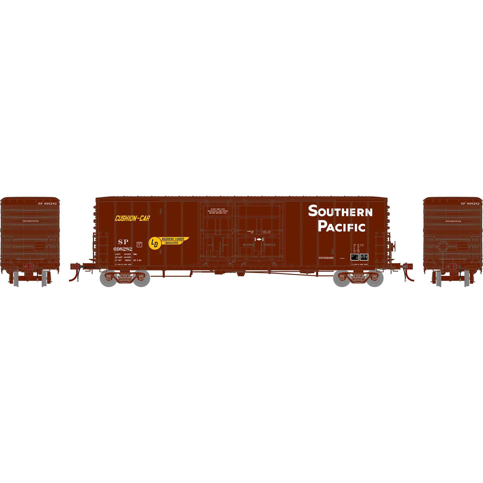 HO GEN 50' PC&F Box Car w/ 8'&6' Youngstown Plug Door, SP 'Cushion Car' #698282