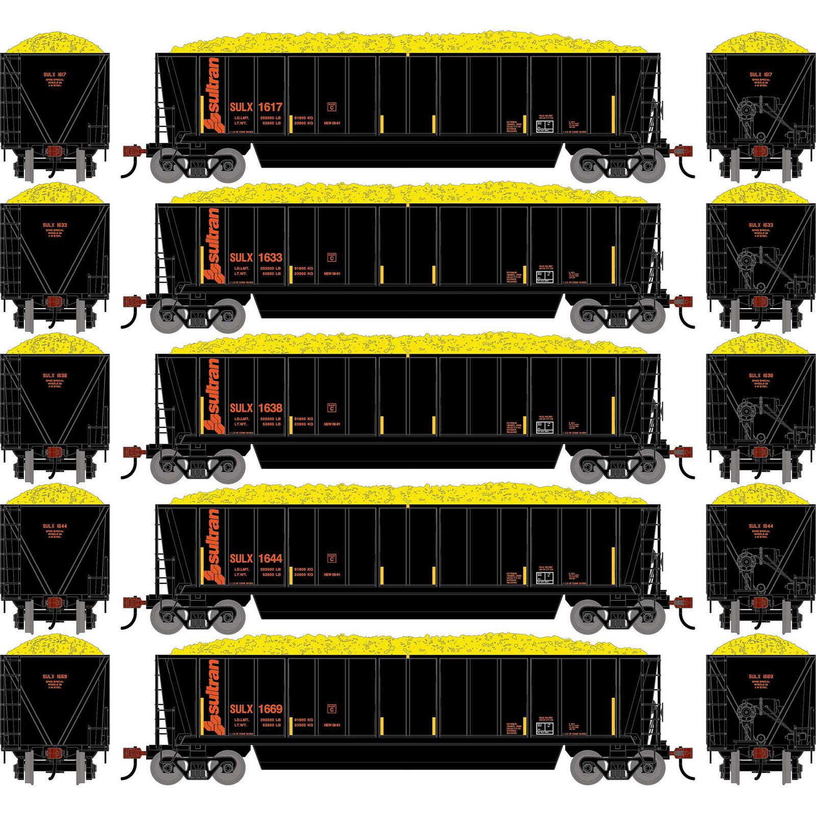 HO ATH Berwick Bathtub Gondola, SULX w/Load #1617/1633/1638/1644/1669 (5)