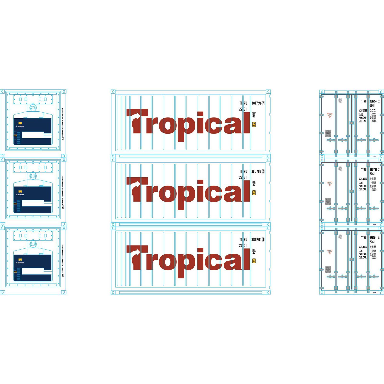 HO RTR 20' Reefer Container Tropical (3)