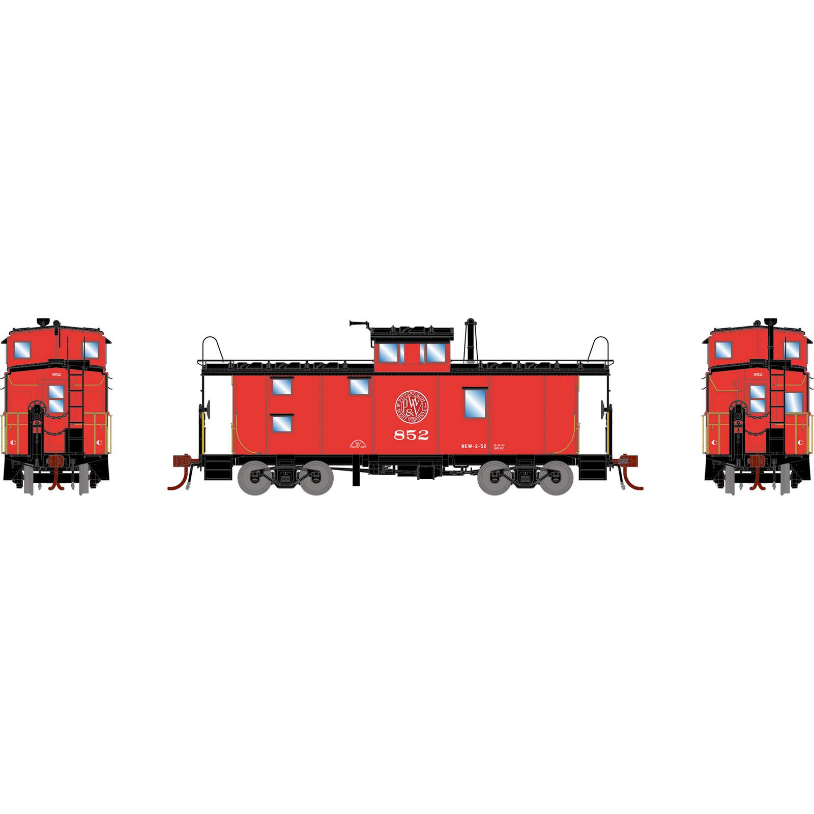 HO ICC Caboose with Lights, P&WV #852