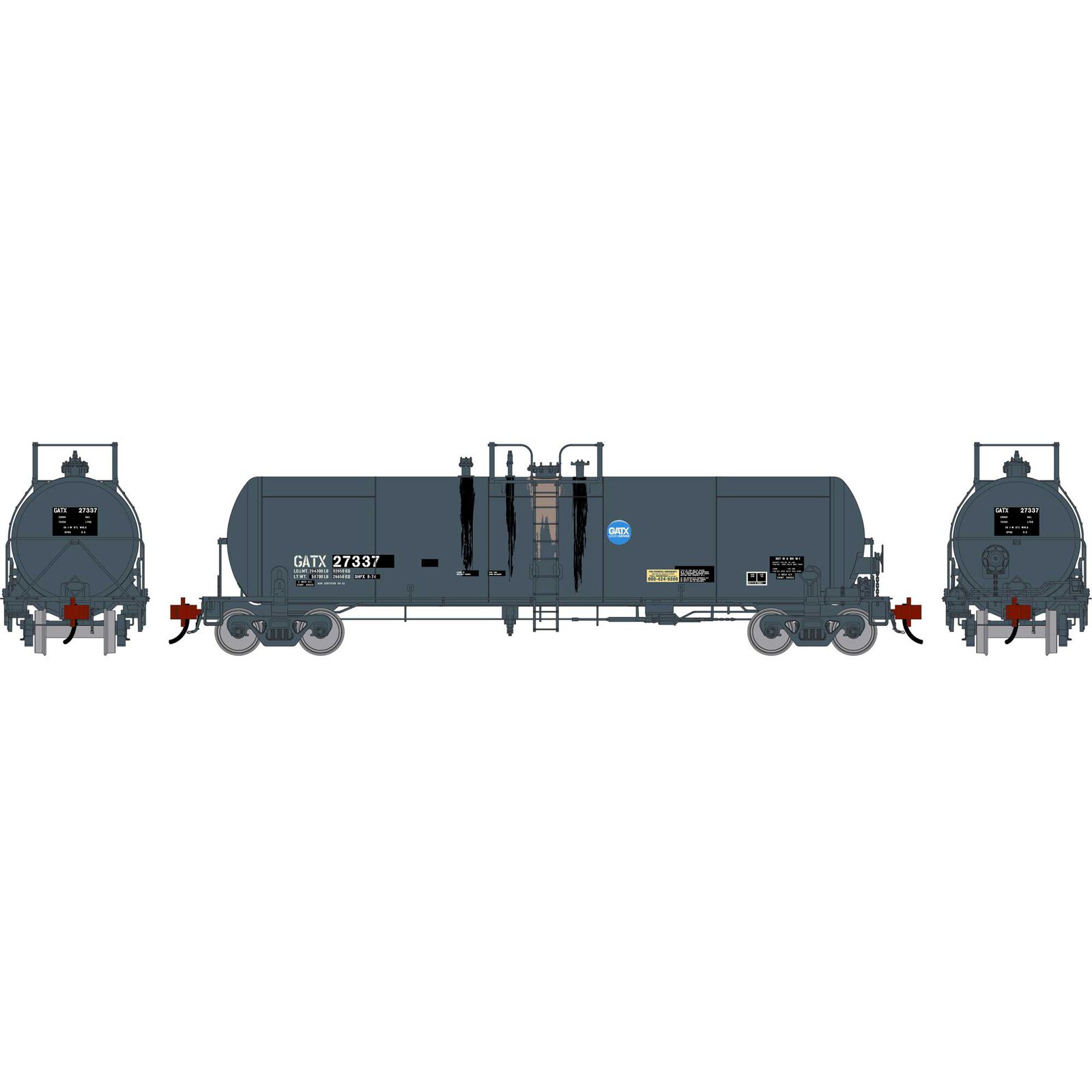 Athearn Genesis HO GEN GATC 20K Gallon Tank Car, Primed For Grime GATX 'Black-Service Driven' #27337