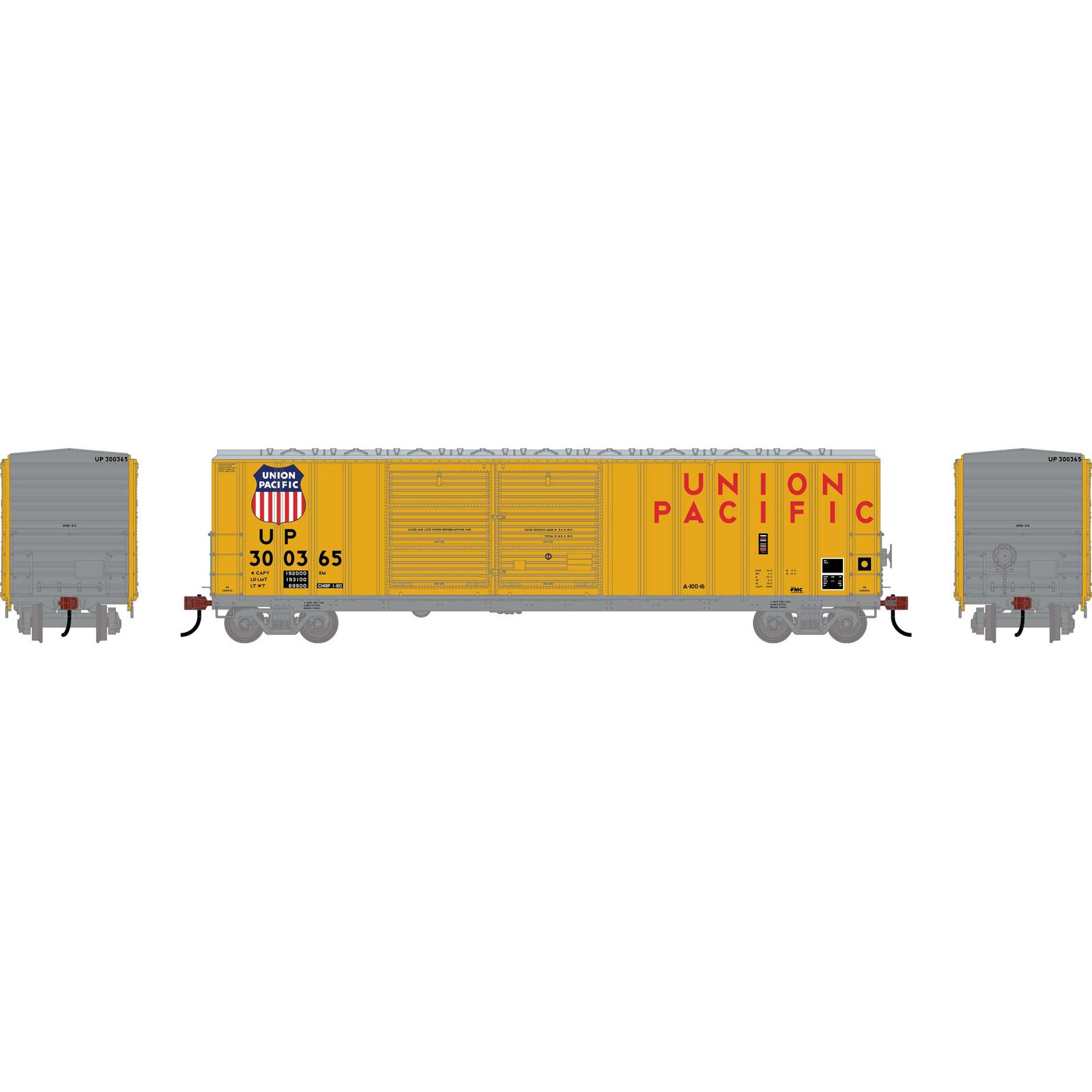 Athearn HO ATH 50' FMC 5077 DD Offset Box Car, UP 'Yellow' #300365