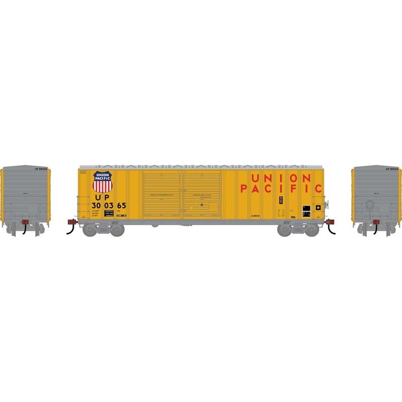 Athearn HO ATH 50' FMC 5077 DD Offset Box Car, UP 'Yellow' #300365