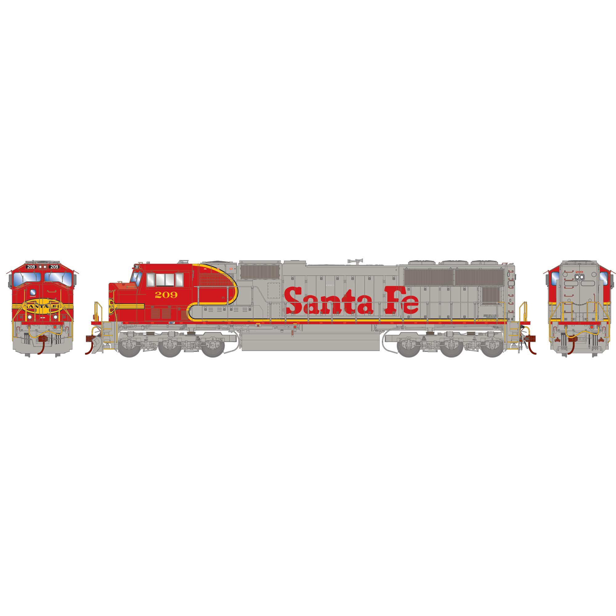 HO SD75M Locomotive with DCC & Sound, ATSF #209 Model Train