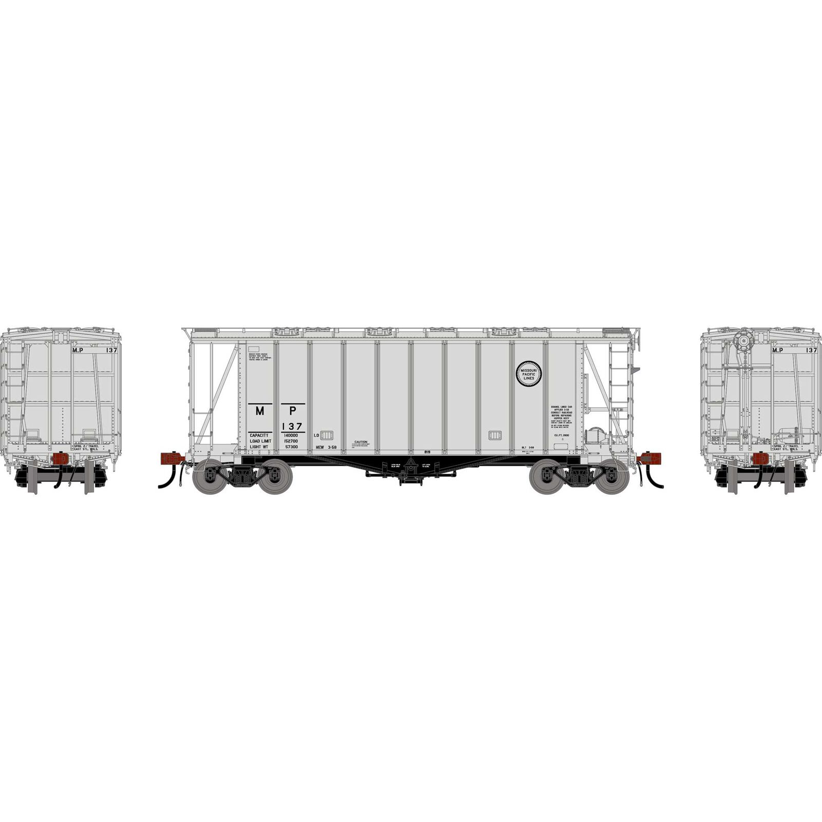 Athearn Genesis HO GEN GATC 2600 Airslide Covered Hopper, Early MP #137