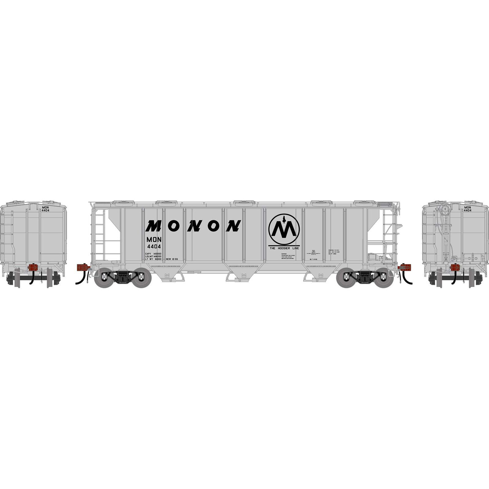 HO GEN PS 2893 3-Bay Covered Hopper, Monon #4404