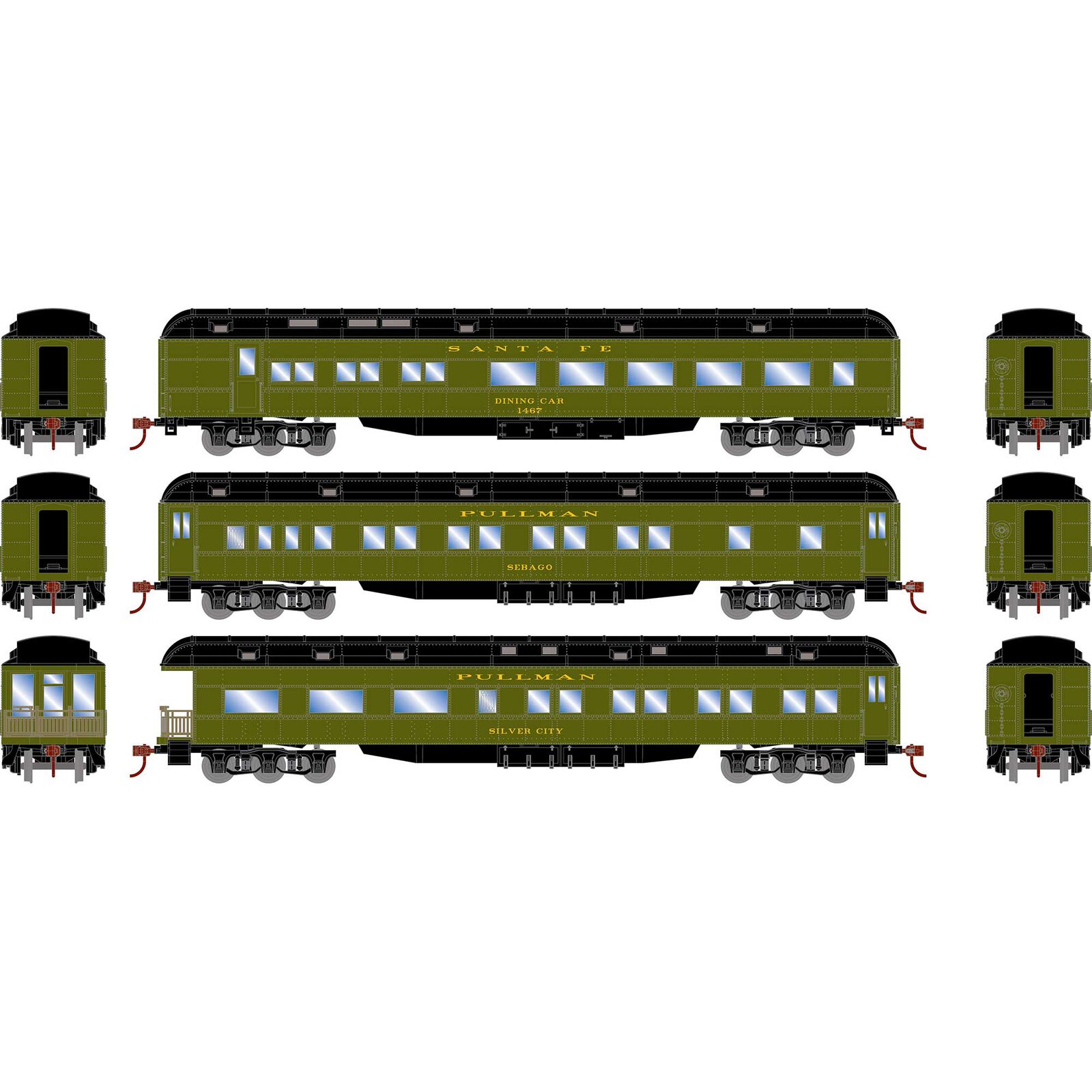 HO Heavyweight Diner / Coach / Observation, ATSF #1 (3)