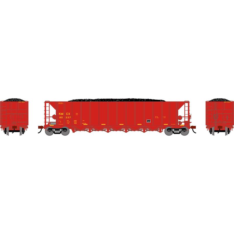 Athearn HO ATH Ortner 5-Bay Rapid Discharge Hopper w/Coal Load, KMCX #80237