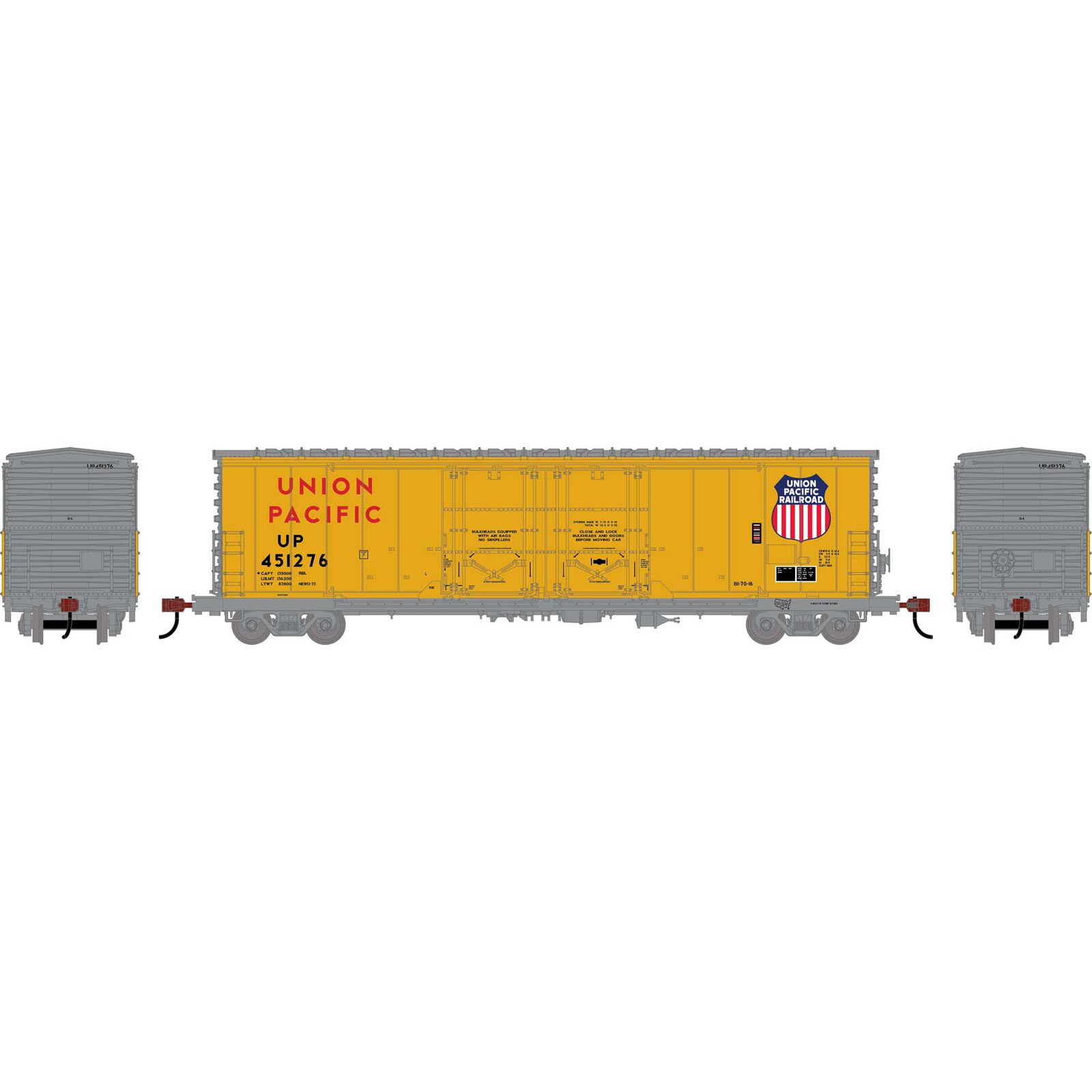 Athearn HO ATH 50' Evans Double Plug Door Box Car, UP #451276