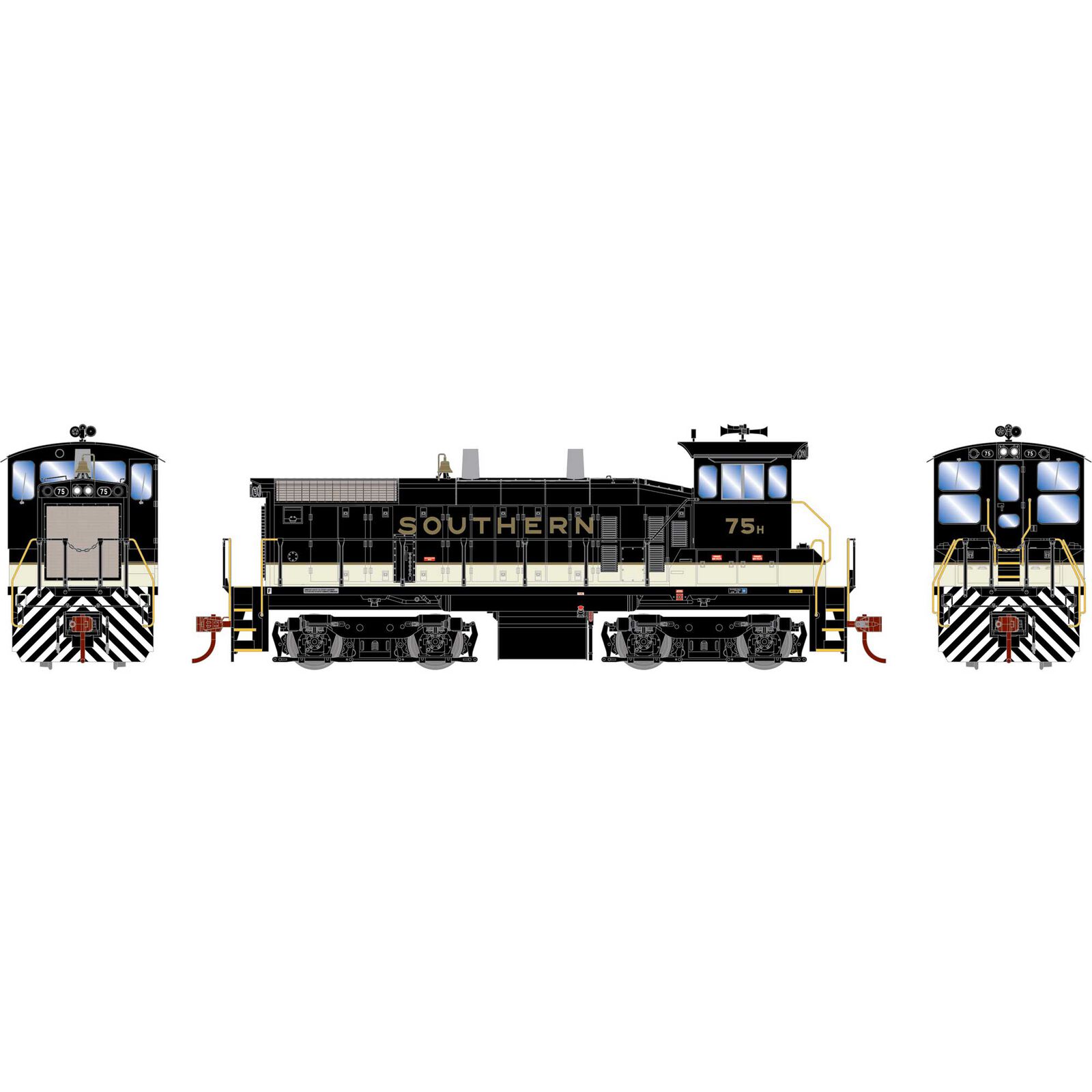 HO SW1500 Locomotive with DCC & Sound, Southern Railway #75H