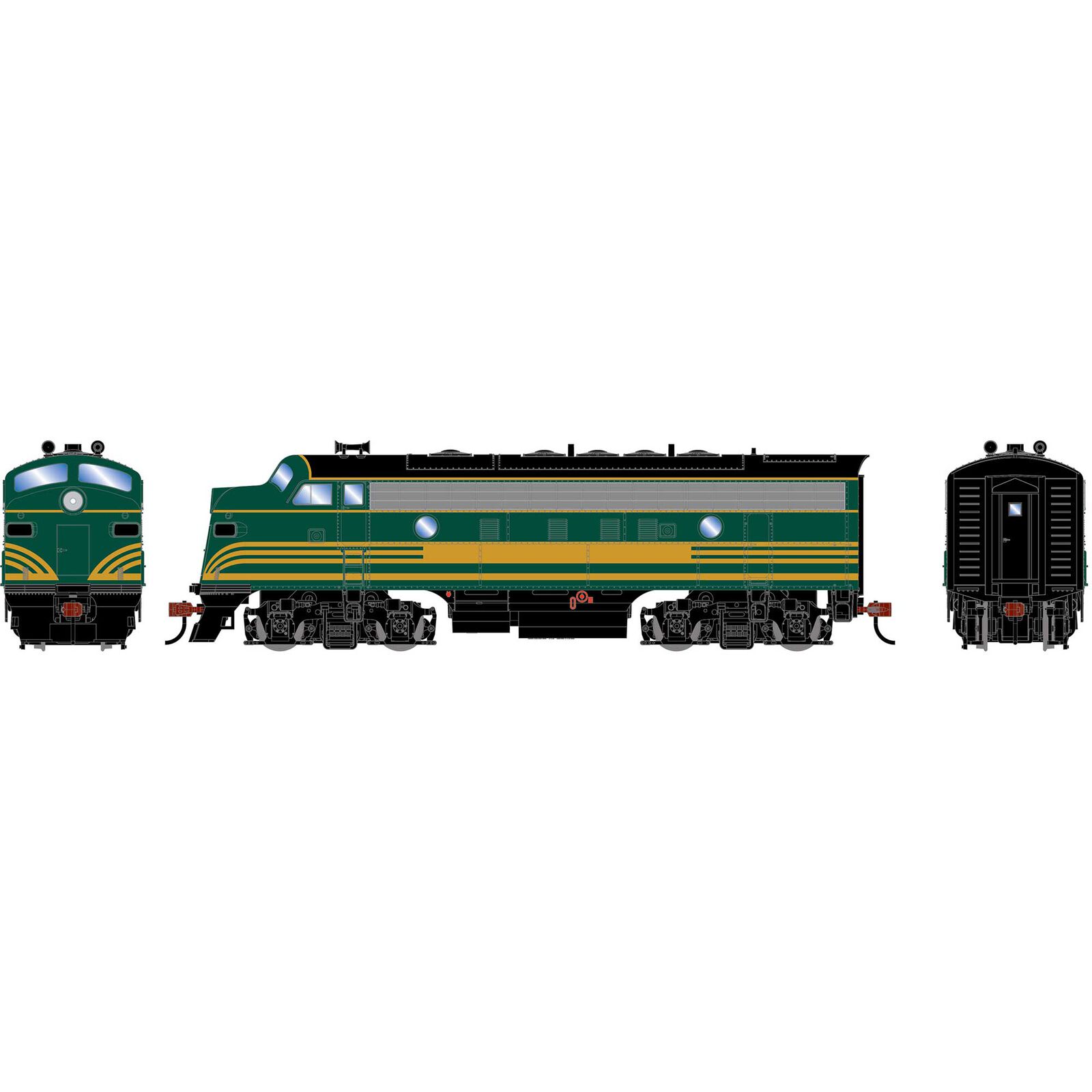 HO RND F7A Locomotive DCC-Ready, Painted Unlettered/Swept Multiple Stripes