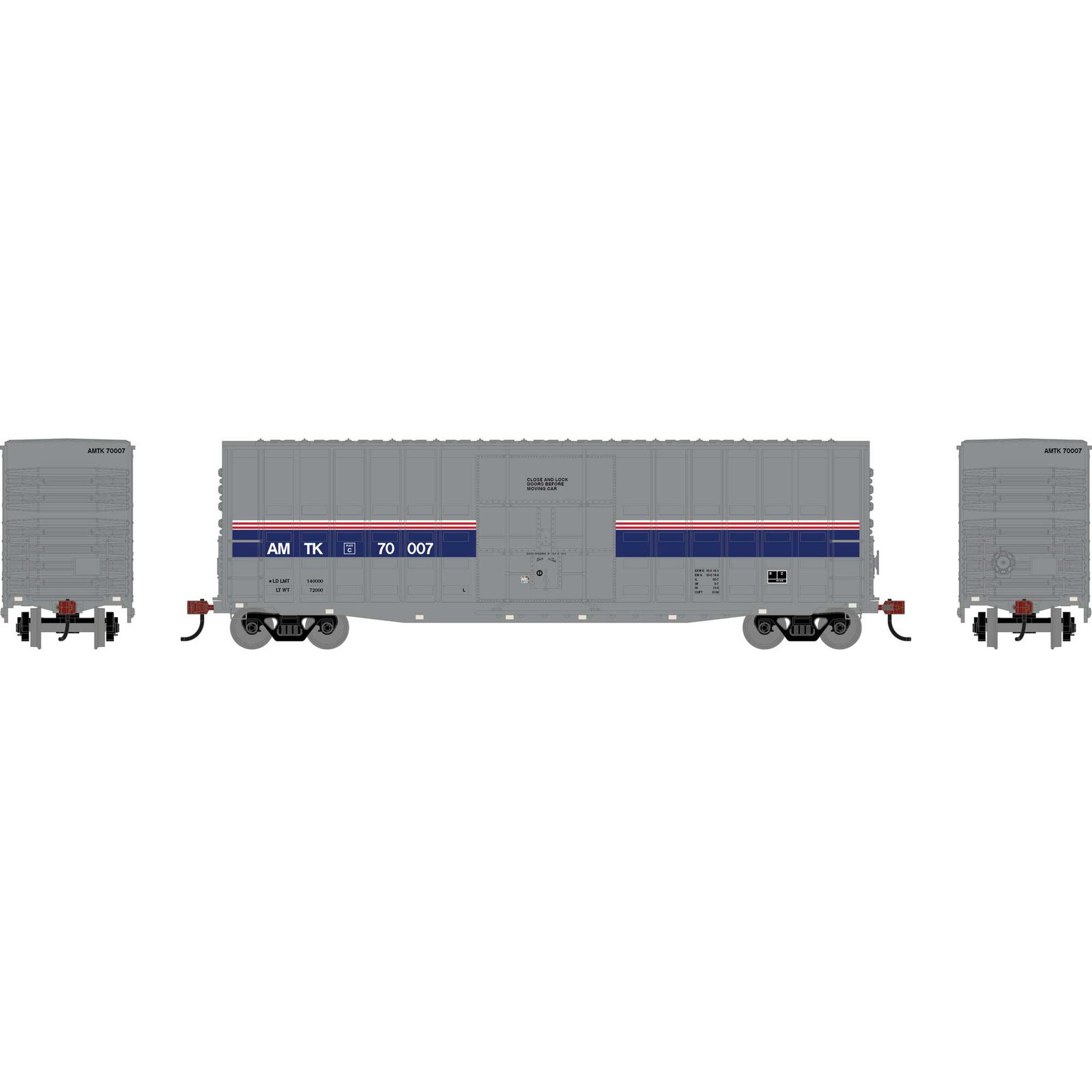 Roundhouse HO RND 50' Waffle High Cube Box Car AMTK Phase IV #70007