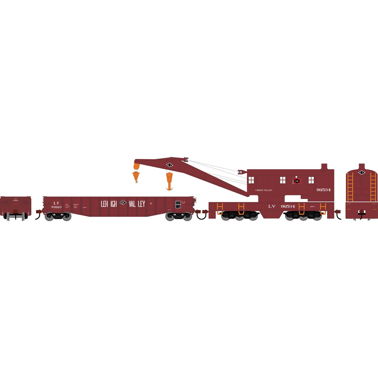 Athearn HO ATH 200-Ton Crane and 50' Gondola Set, LV #96534 (Crane); #33223 (Gondola)