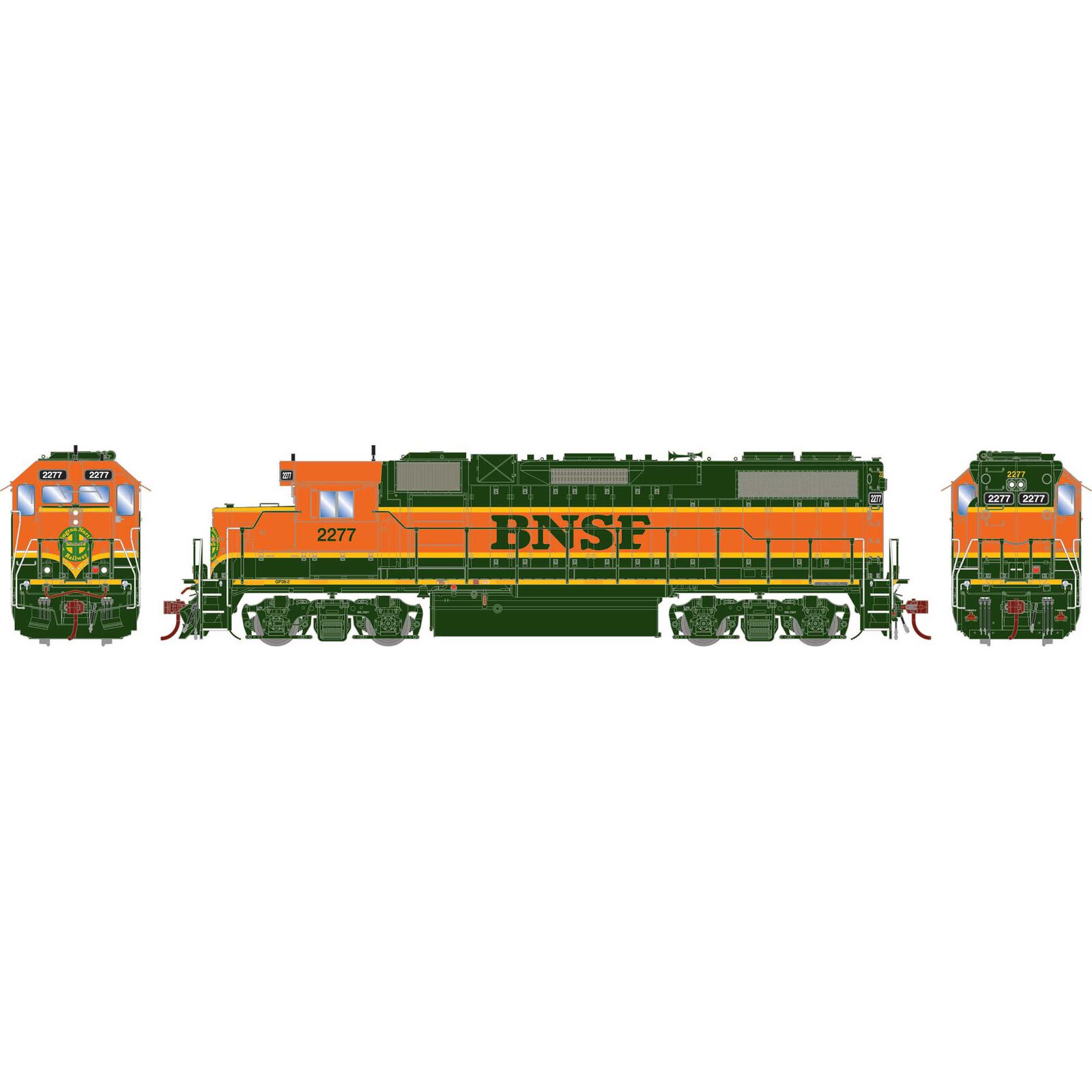 HO GP38-2 Locomotive, BNSF #2277