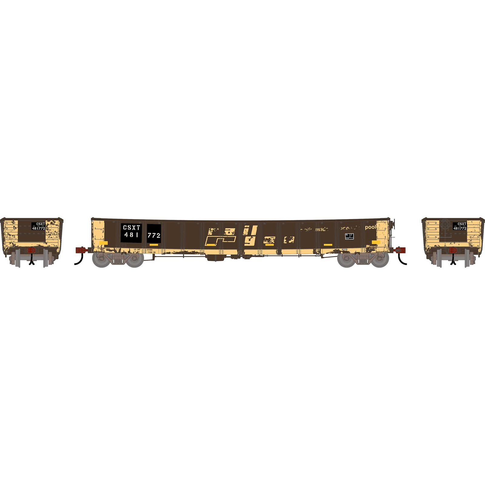 HO ATH 52' Mill Gondola, Primed For Grime CarKnocker CSXT 'Patched' w/Reflectors #481772