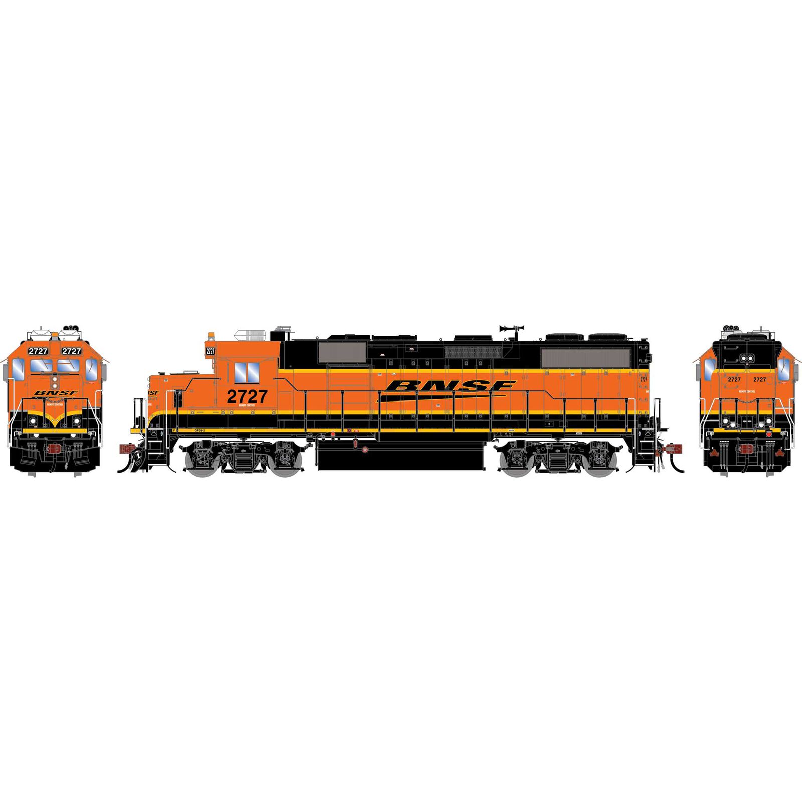 HO GEN GP39-2 PH IIB Locomotive w/DCC & SOUND, BNSF #2727