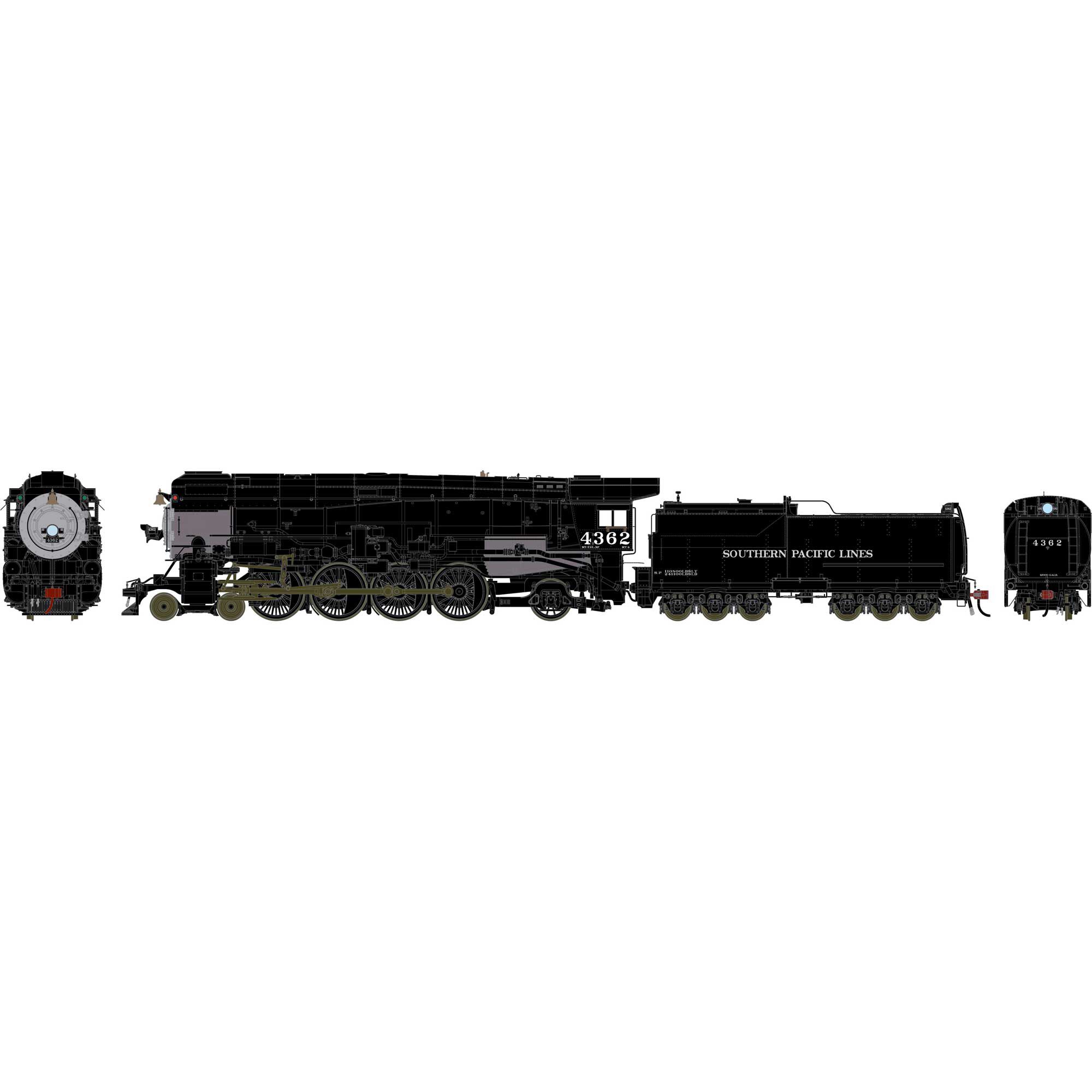 HO GEN 4-8-2 MT-4 Locomotive, Skyline Casing SP #4362 Model Train