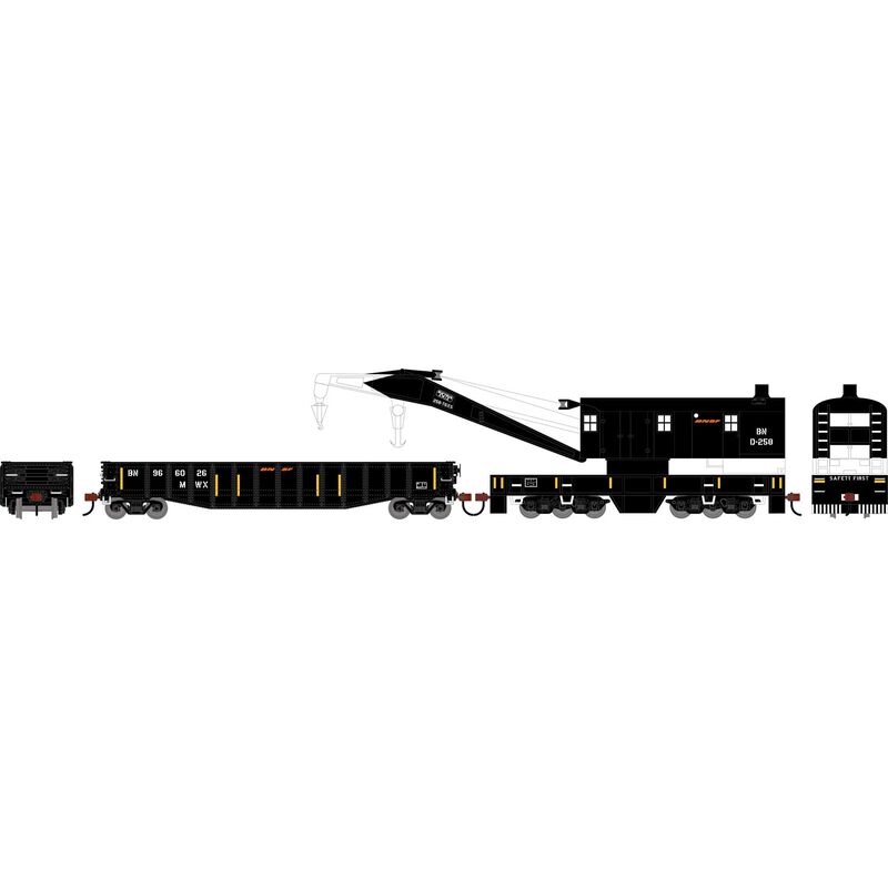 Athearn HO ATH 200-Ton Crane and 50' Gondola Set, BN #D-258 (Crane); #966026 (Gondola)